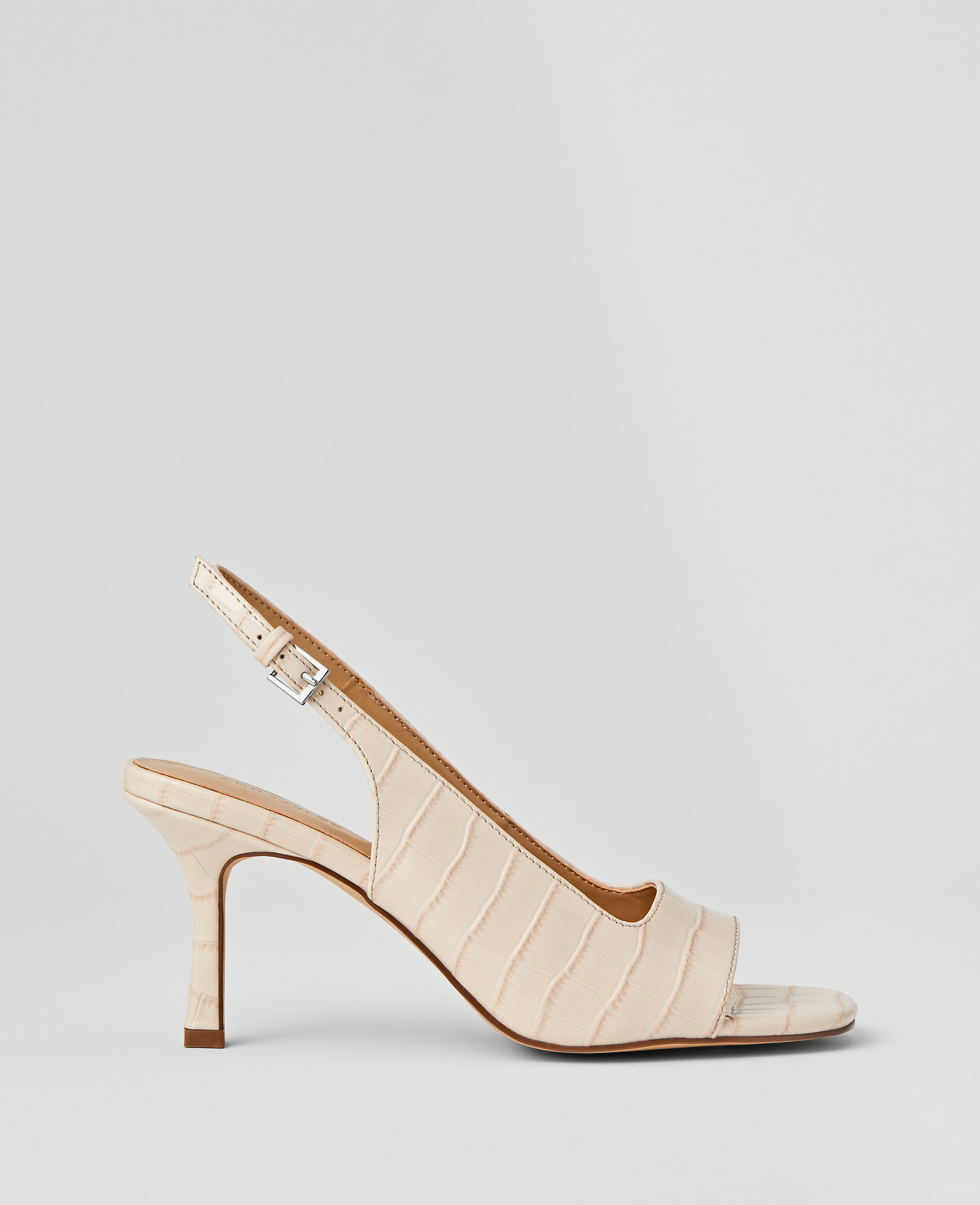 Embossed Square Toe Slingback Sandals