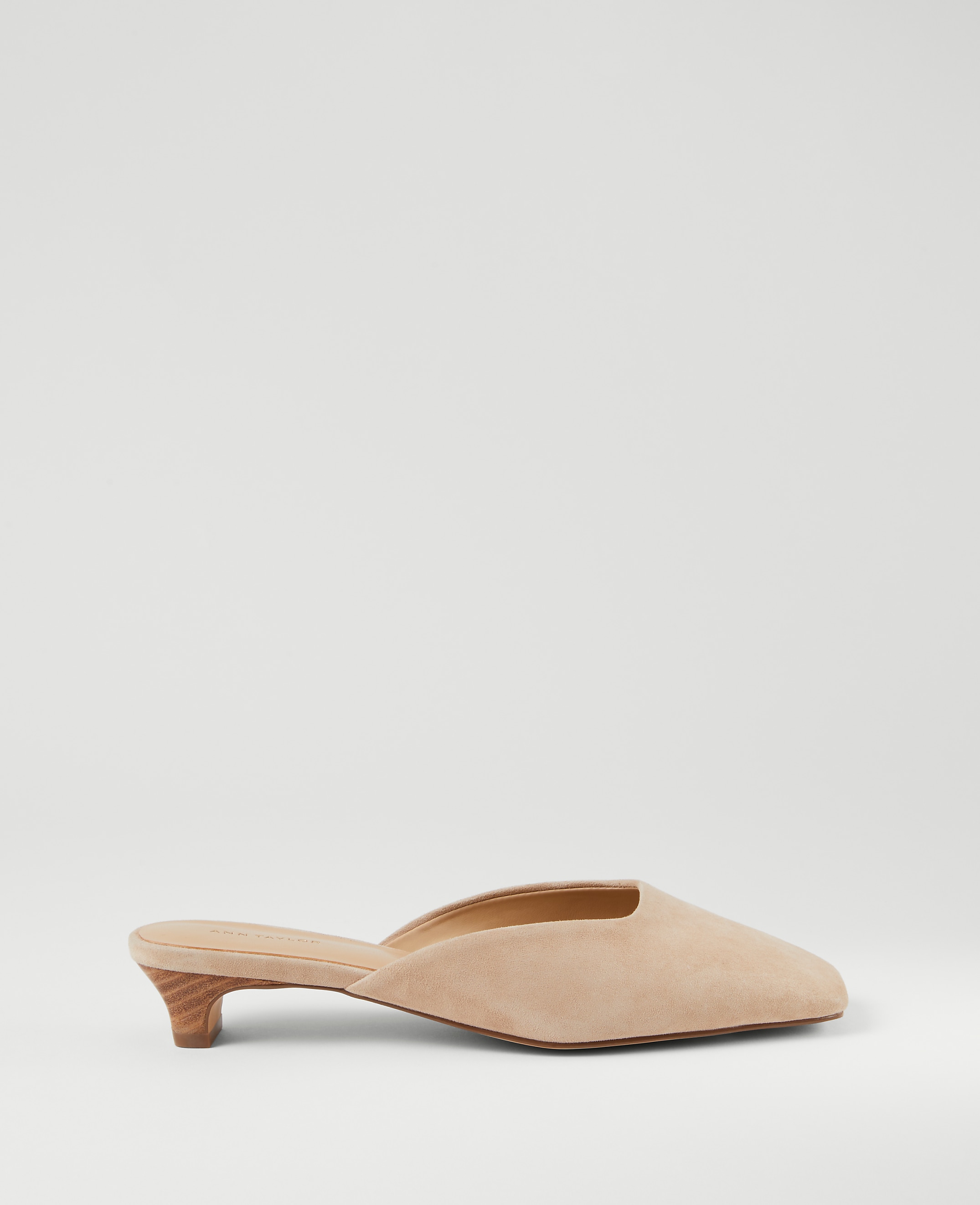 Suede Kitten Heel Mule Pump