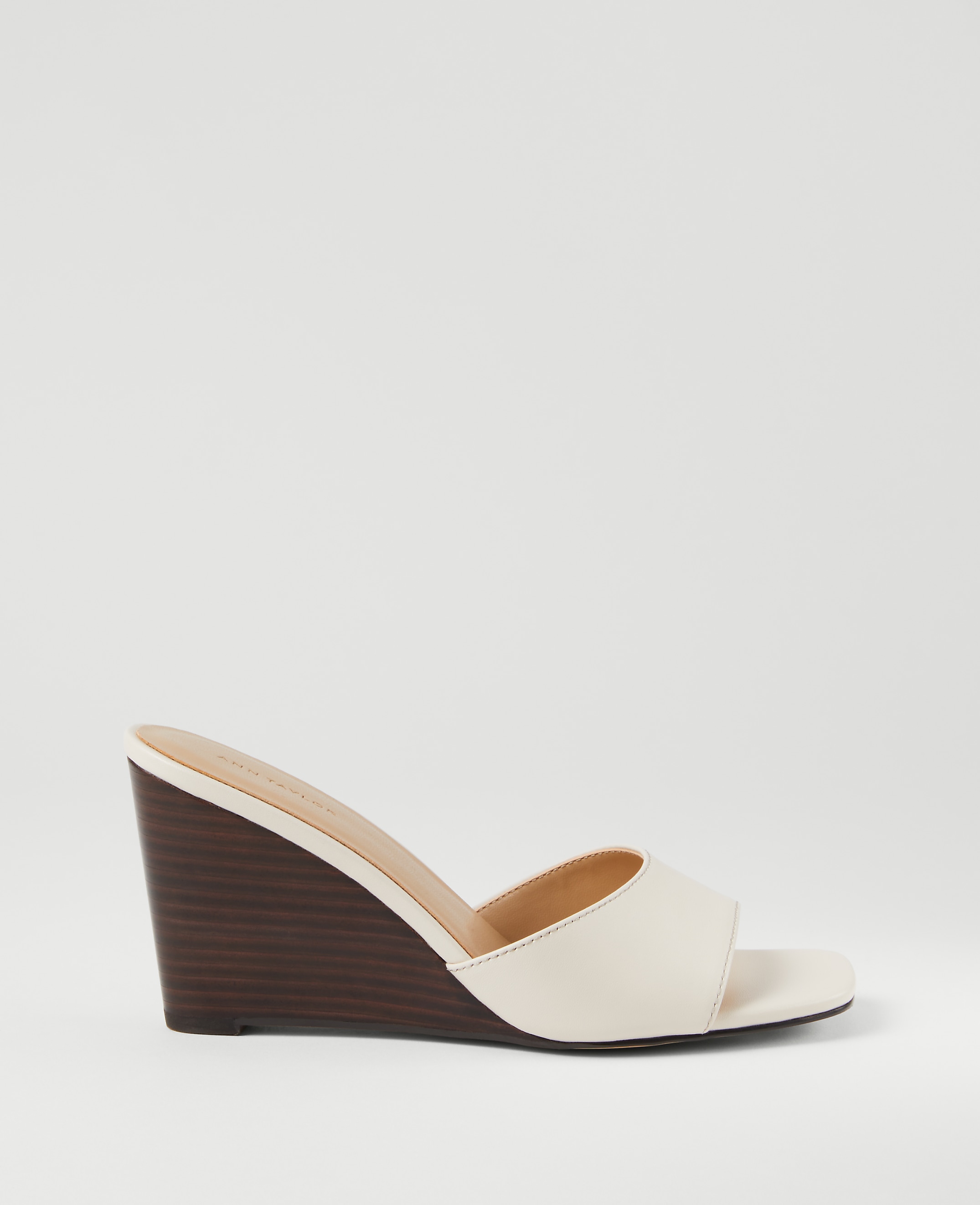 Leather Skinny Strap Leather Wedge Mules