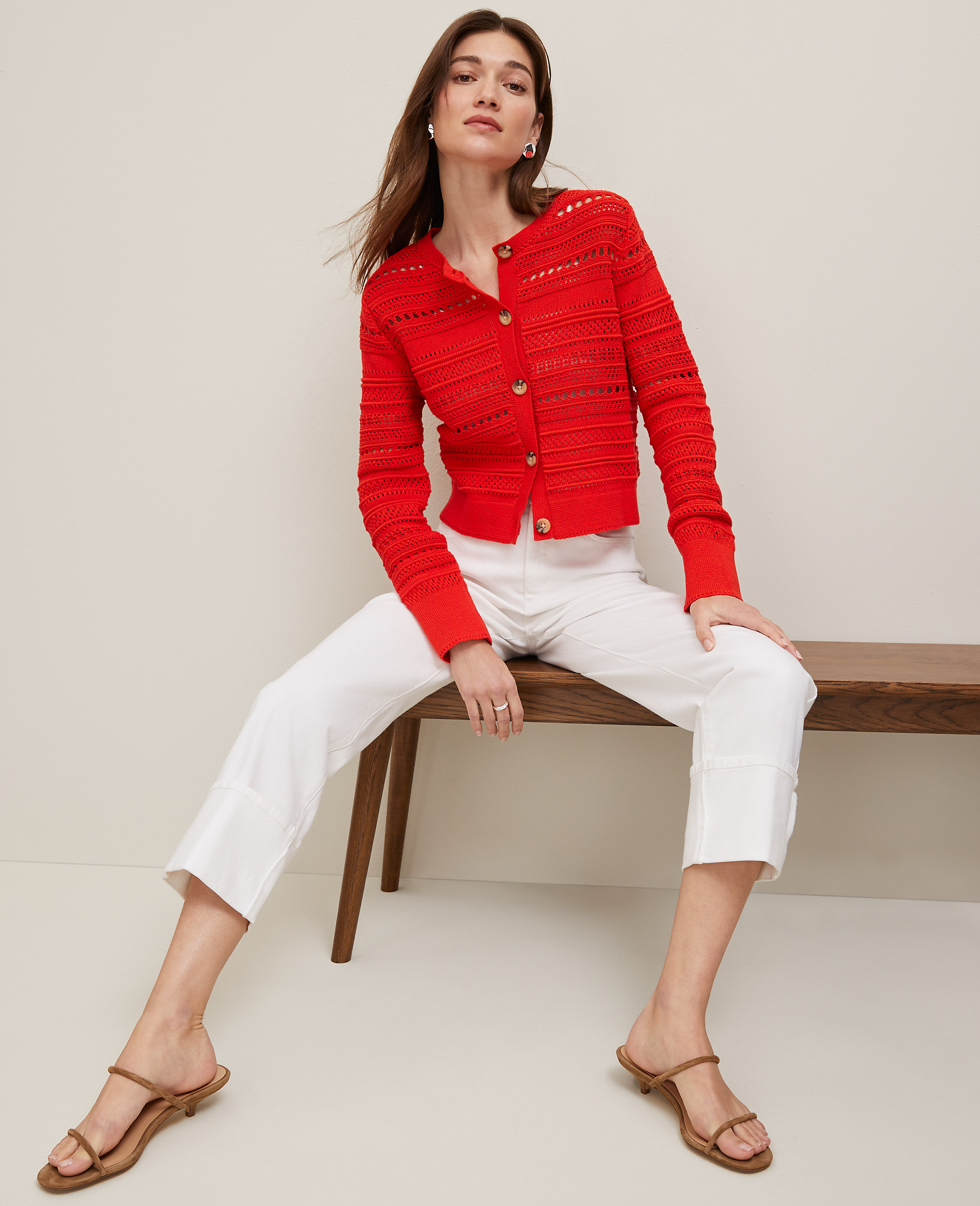 Pointelle Textured Cardigan