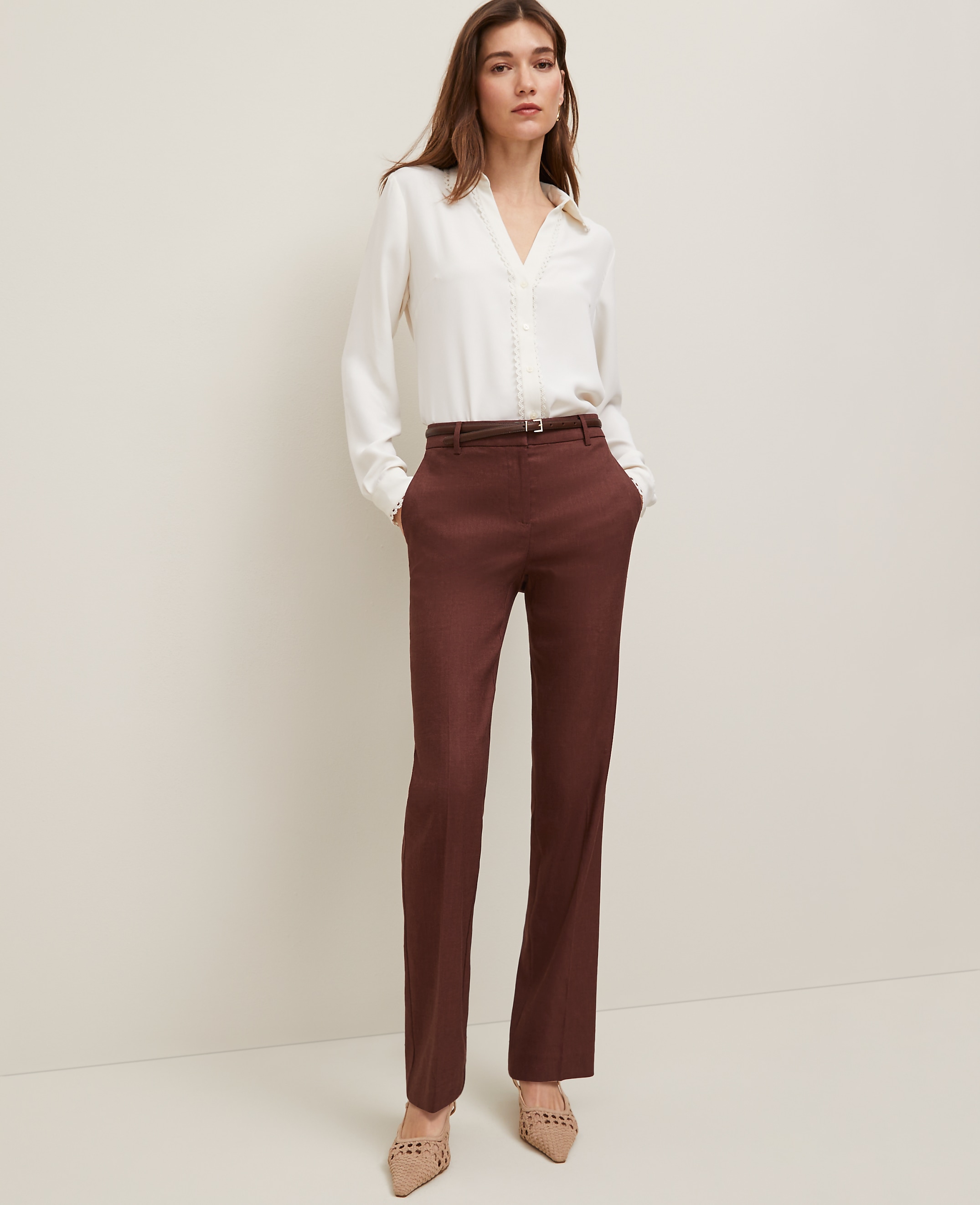 The Sophia Straight Pant in Linen Twill
