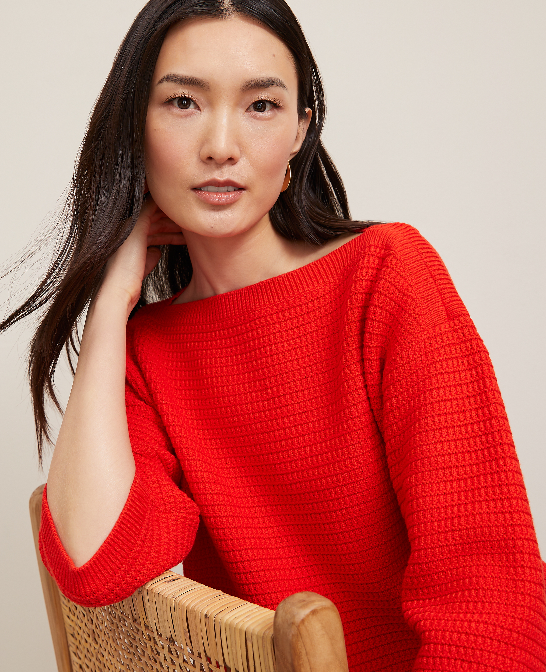Geo Stitch Boatneck Sweater
