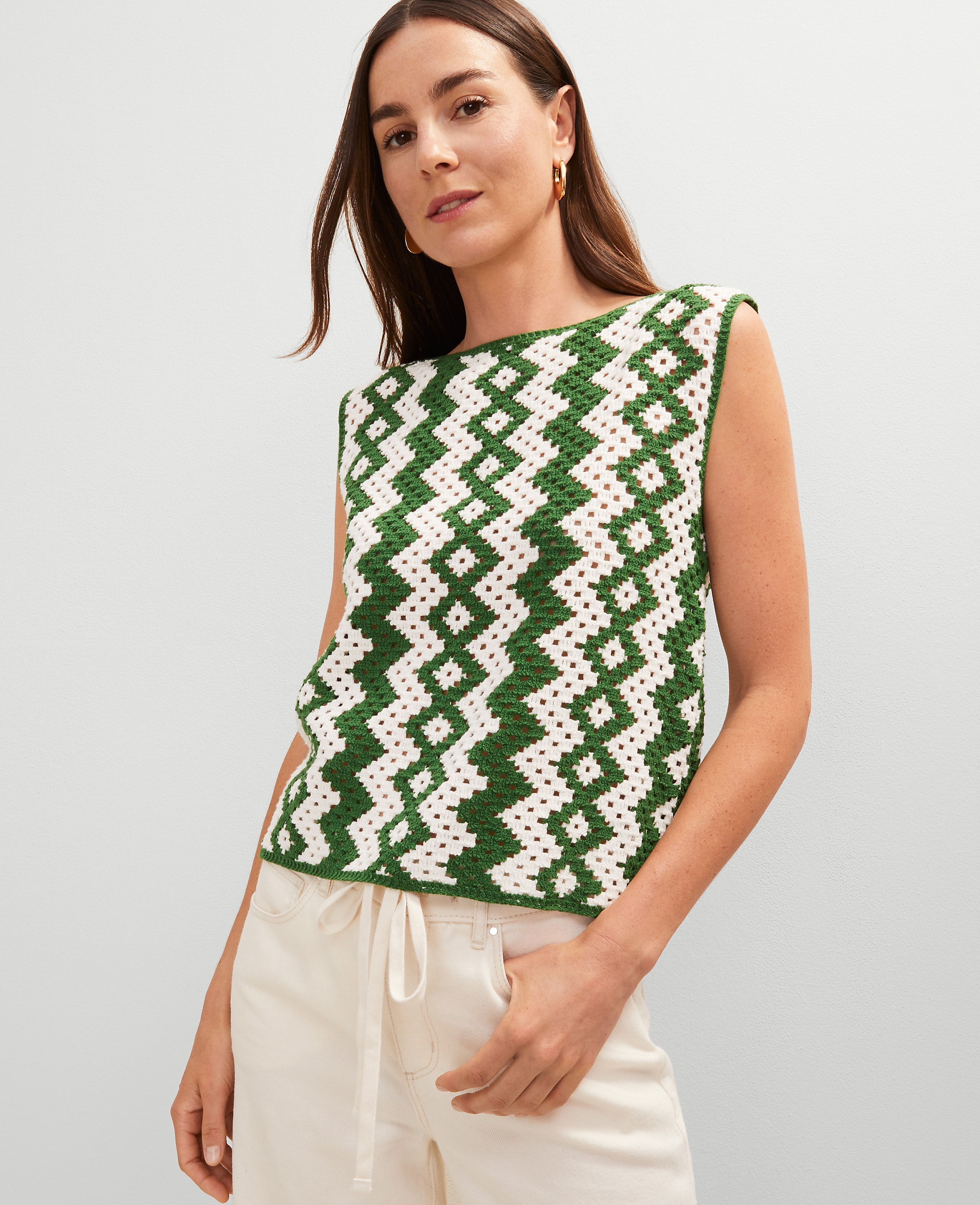 Geo Crochet Sweater Shell