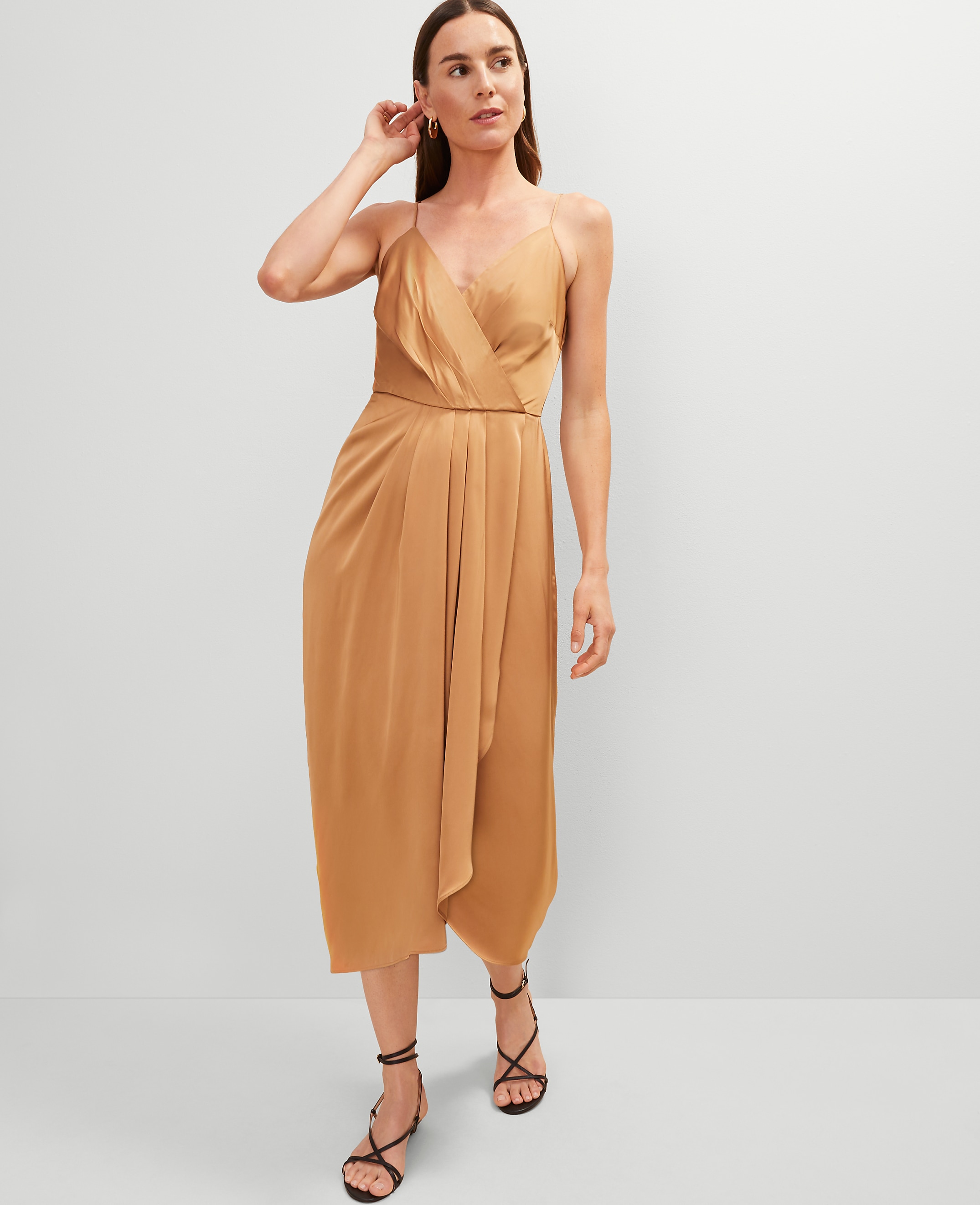 Draped Midi Sheath Dress