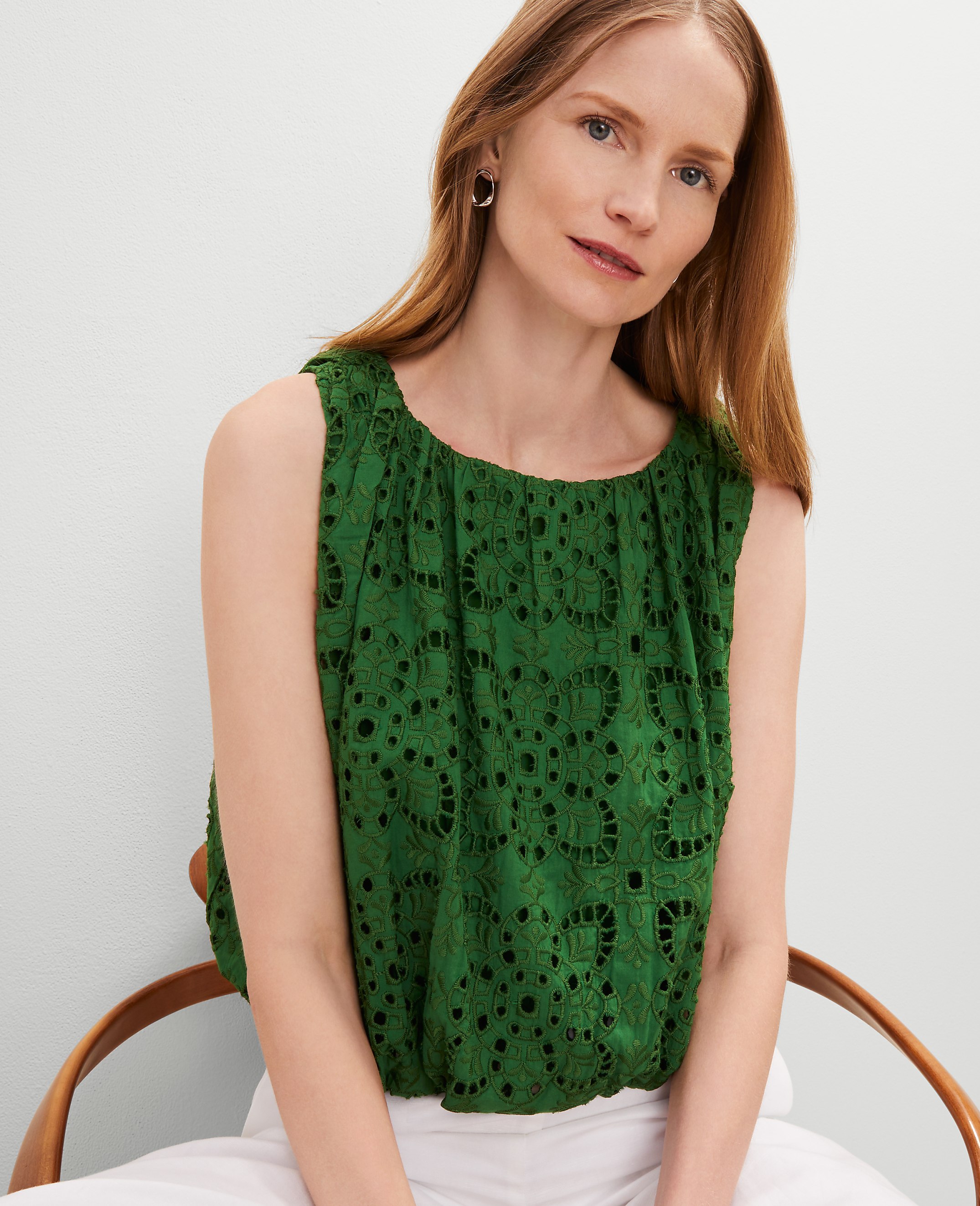 Eyelet Bubble Hem Top