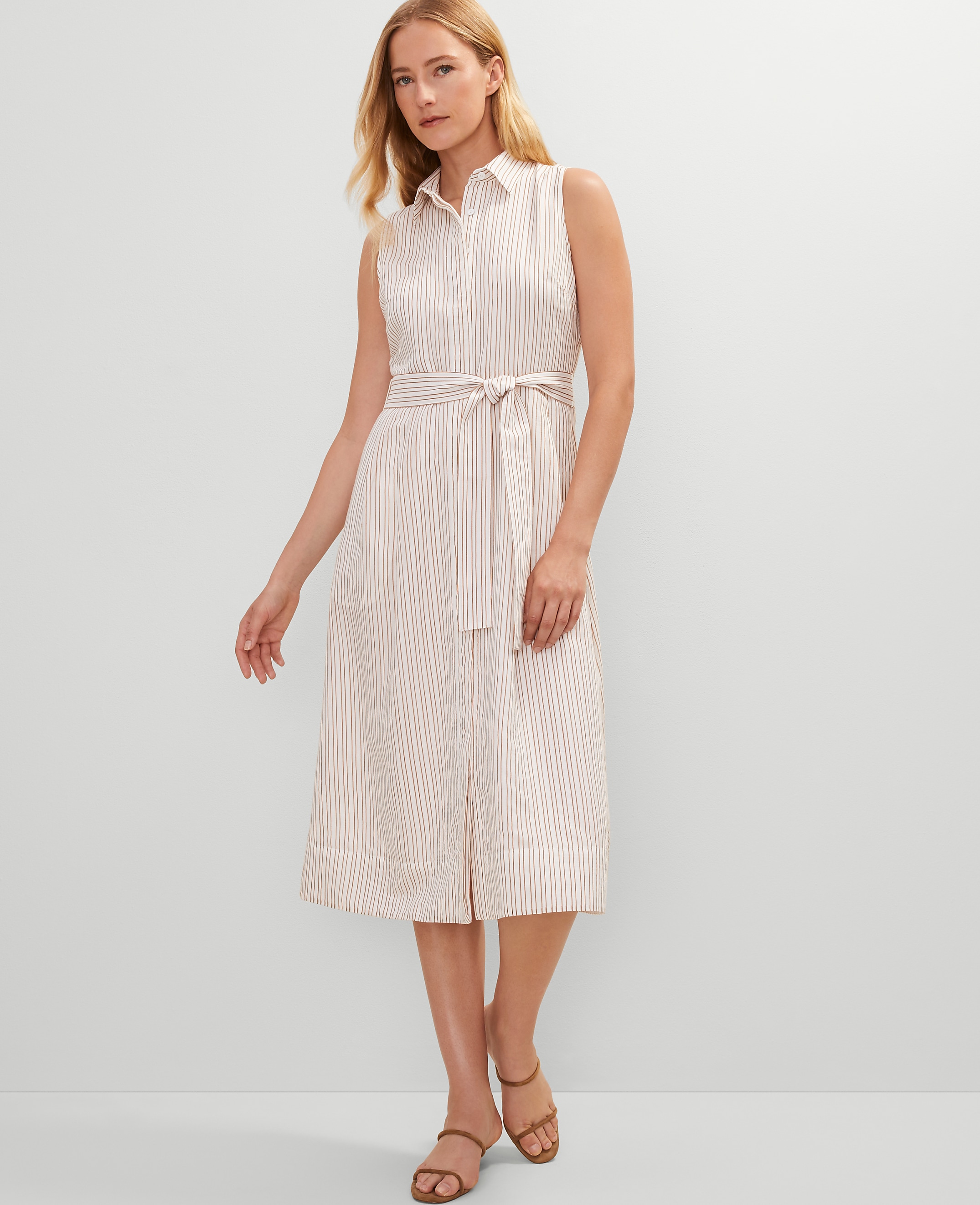 Striped Flare Midi Shirtdress