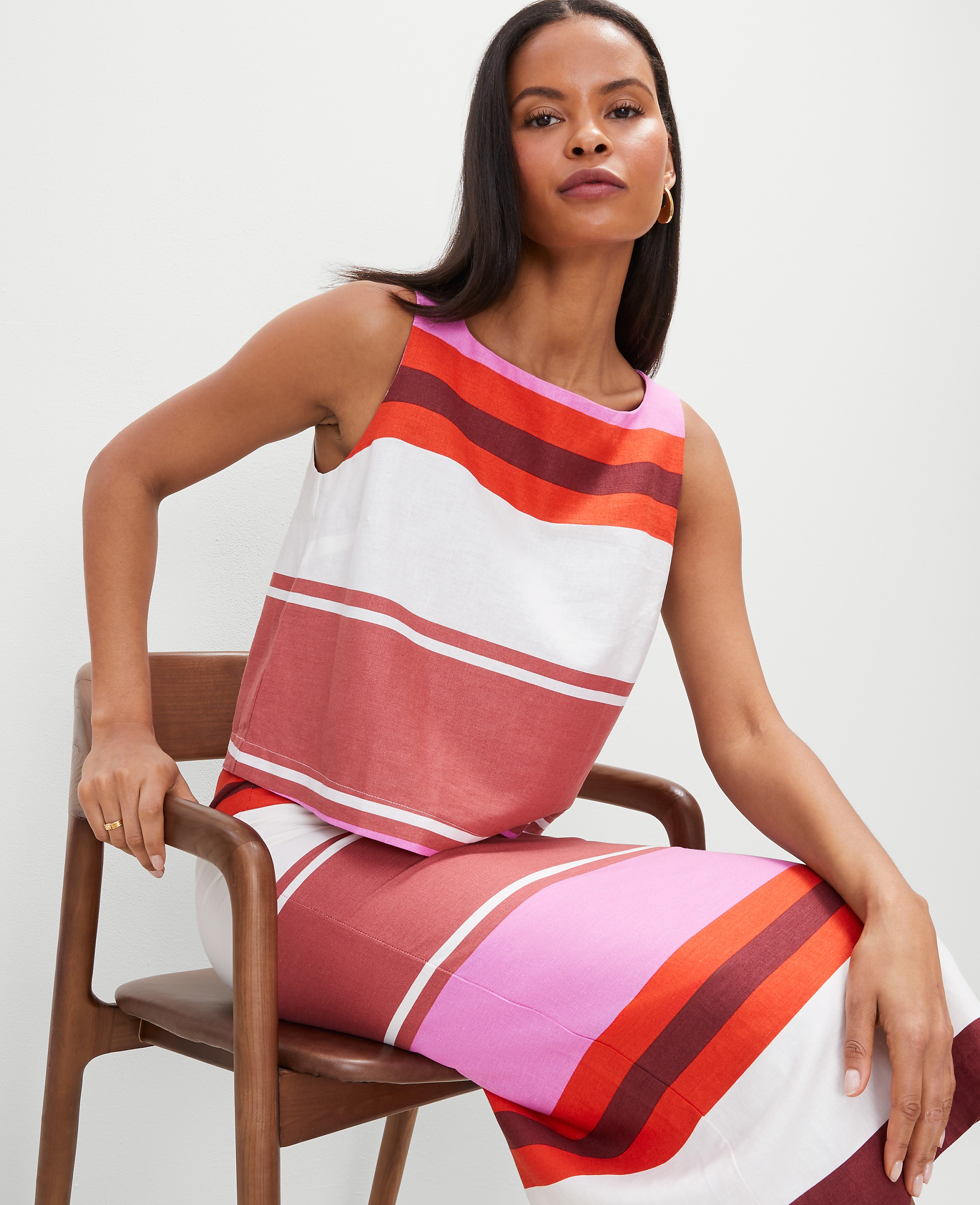 Striped Linen Blend Tank Top