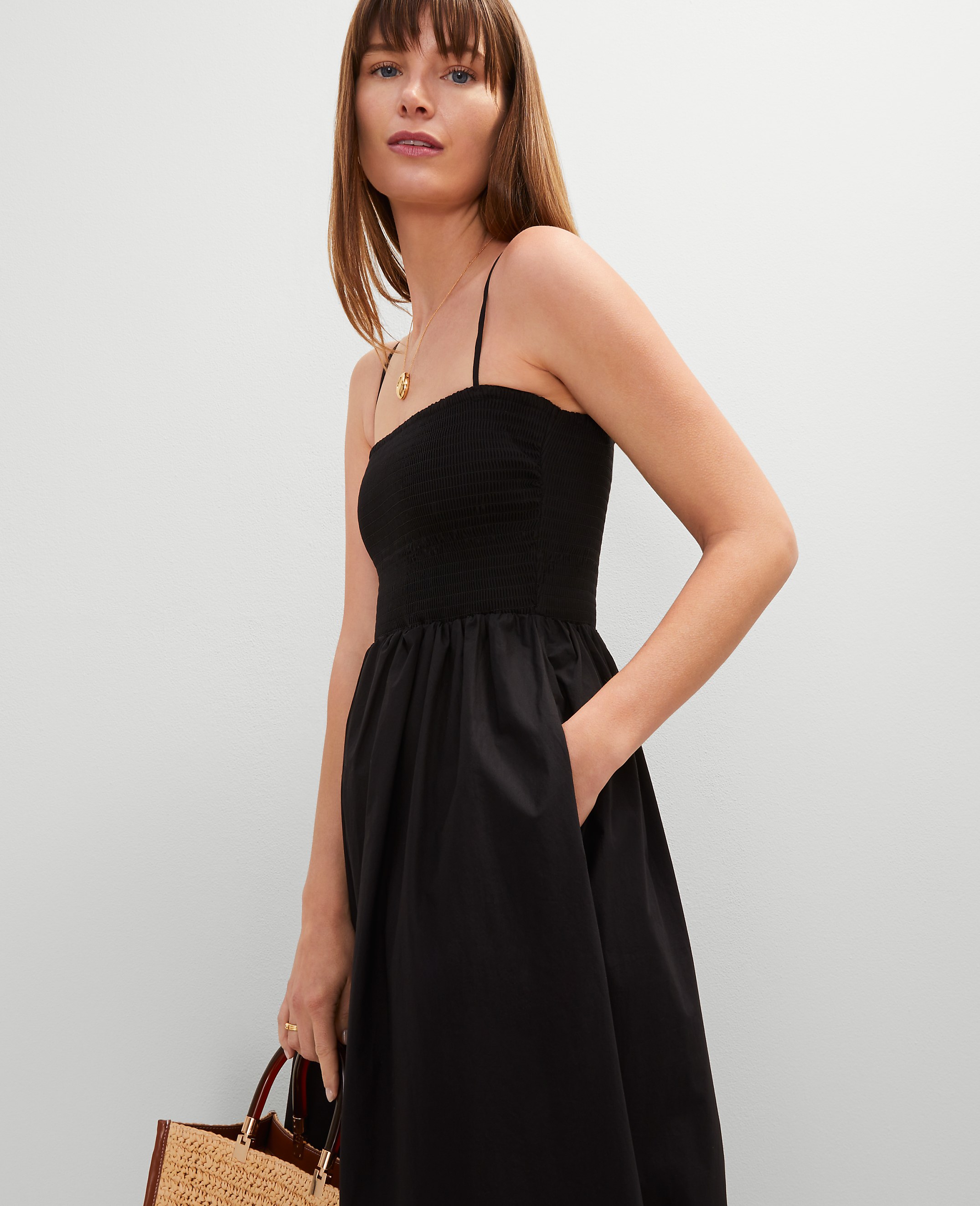 Petite Smocked Maxi Flare Dress