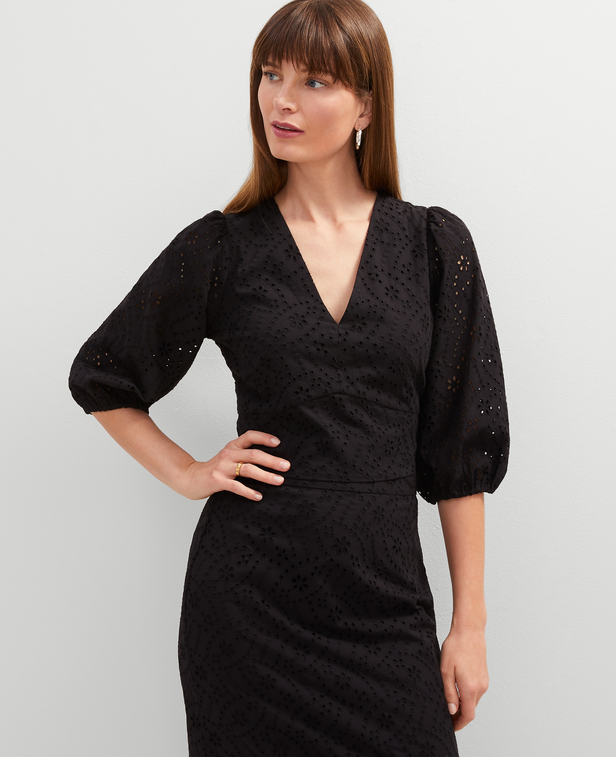 Eyelet Puff Sleeve Blouse
