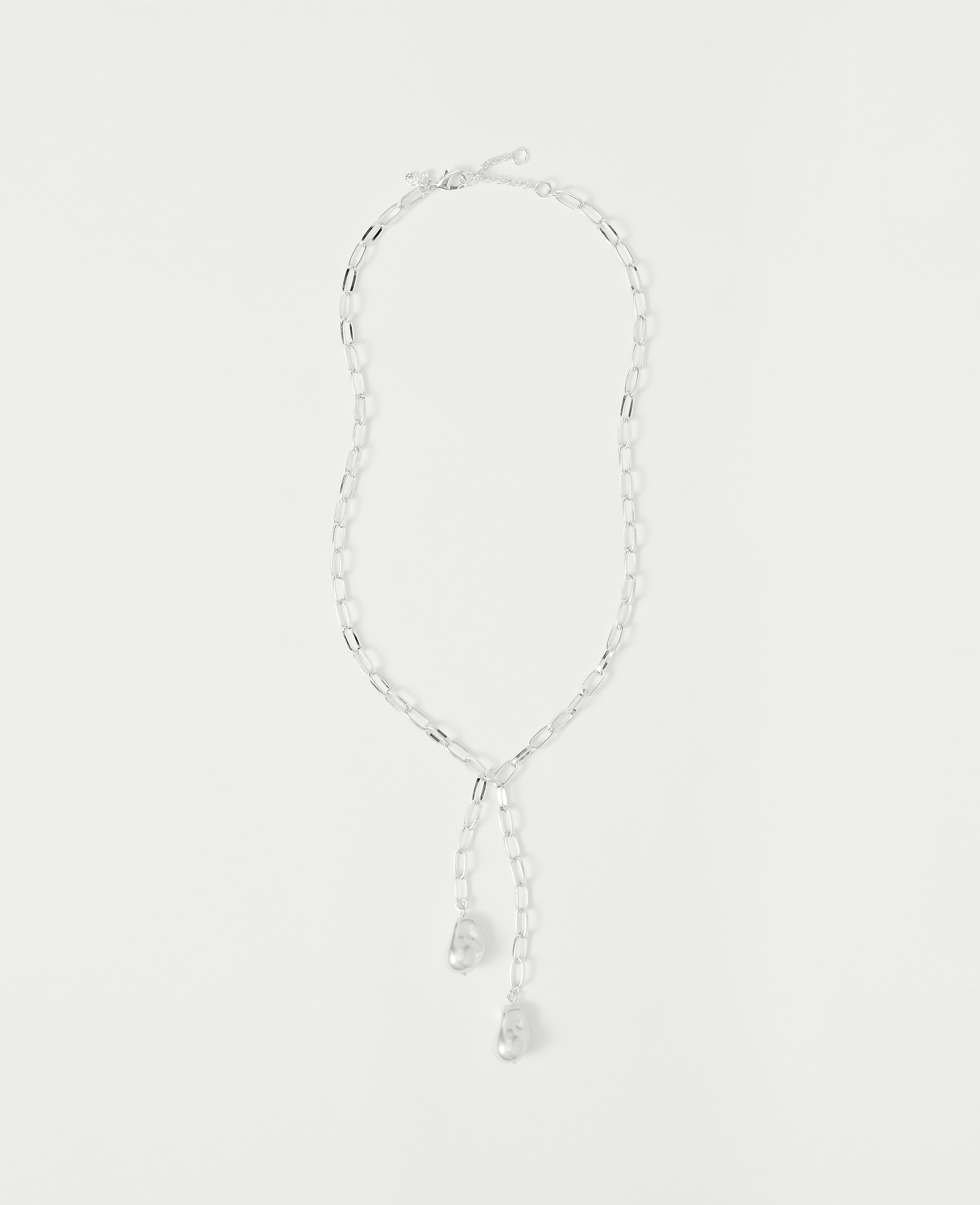 Double Pearl Lariat Necklace
