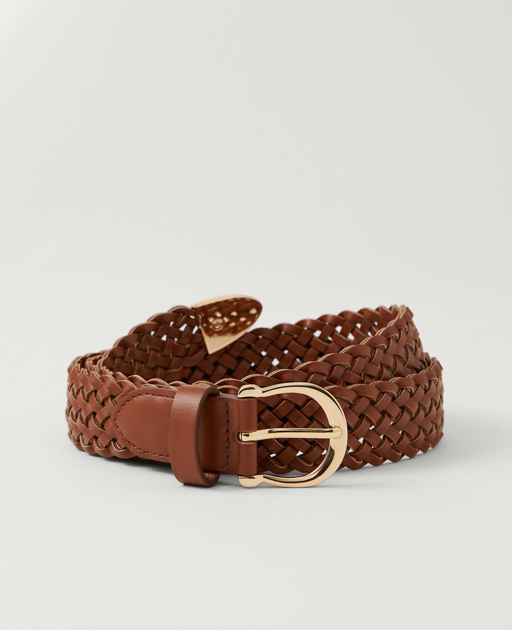 Round Buckle Braided Belt