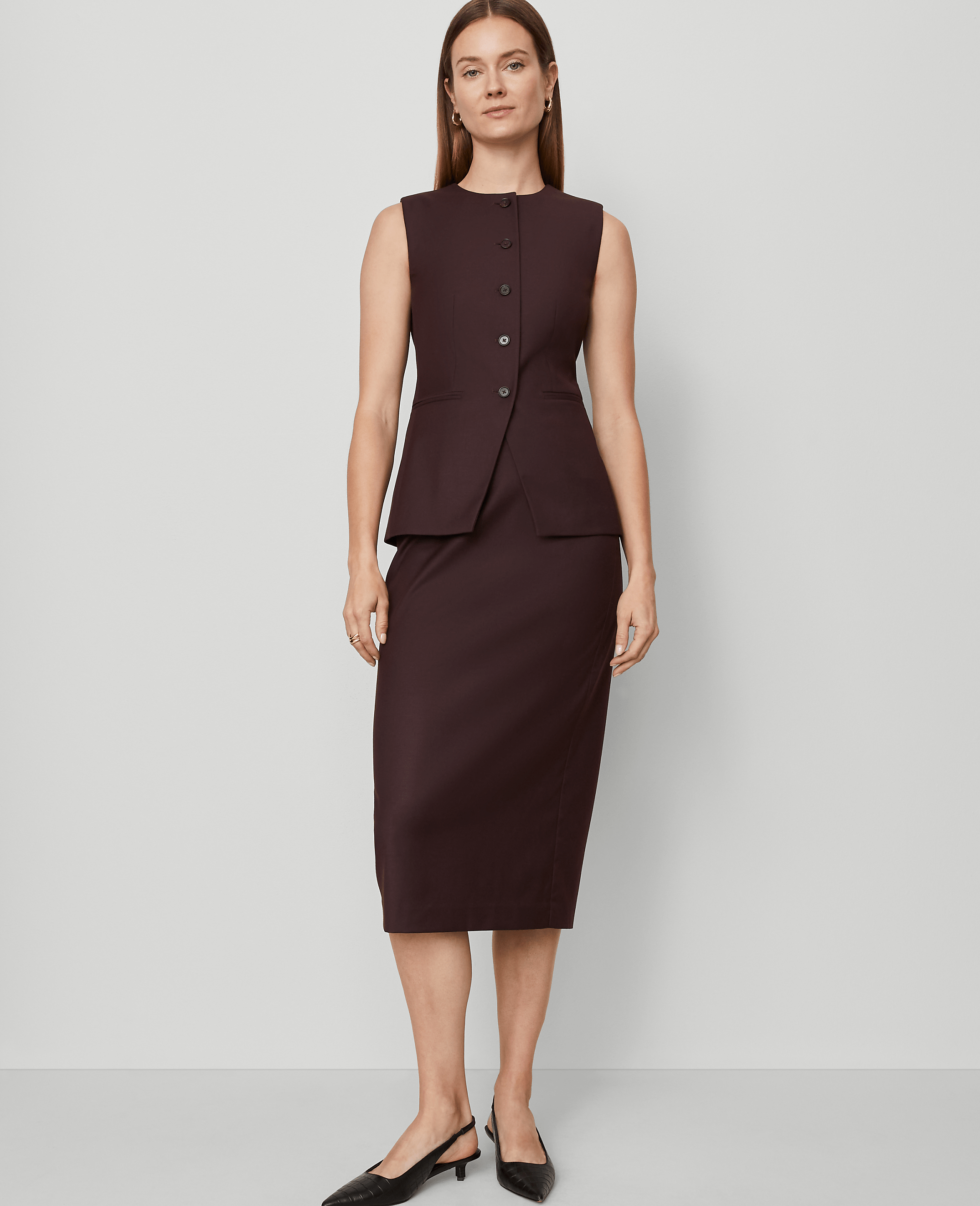 Twill Column Midi Skirt