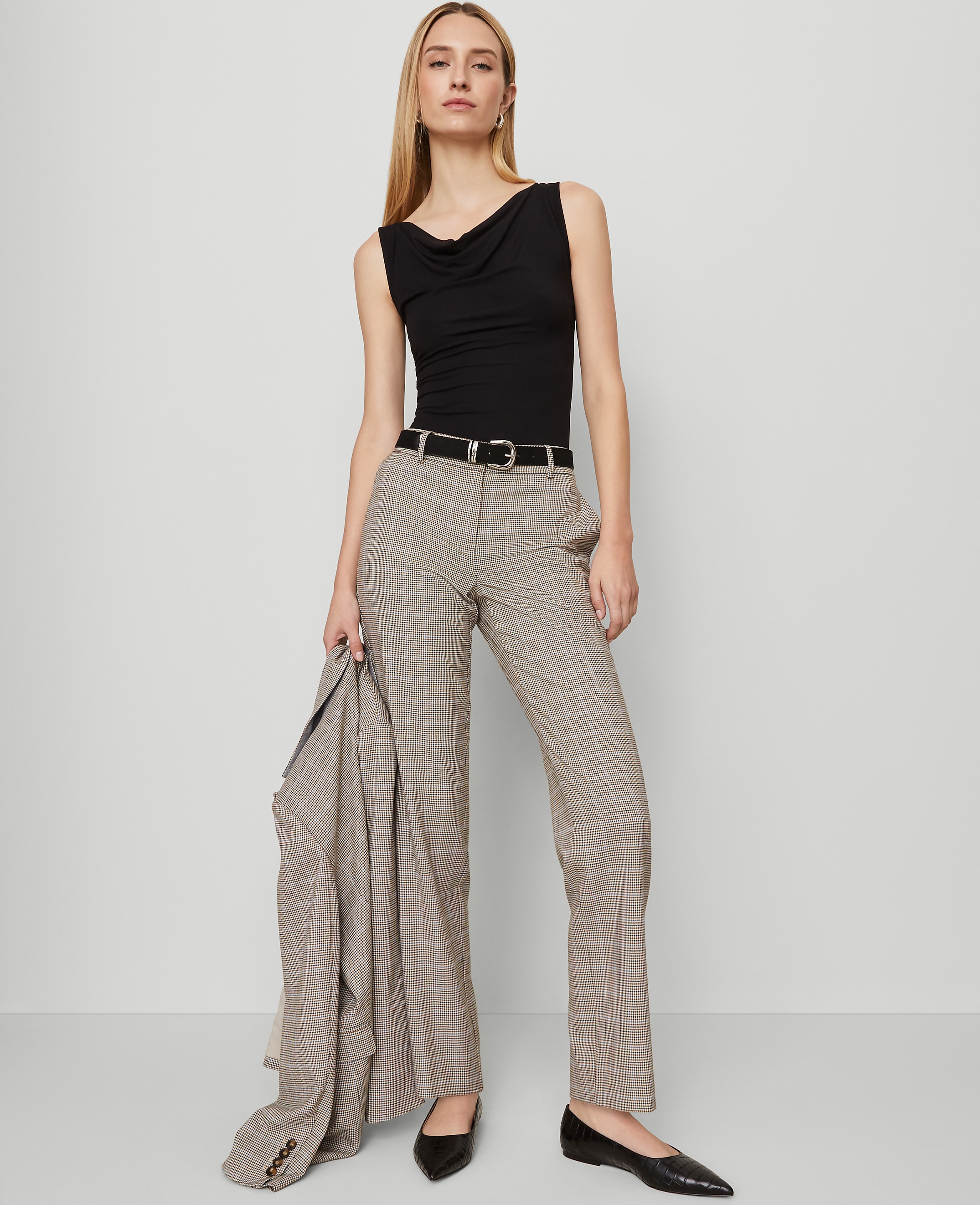The Petite Straight Pant in Plaid