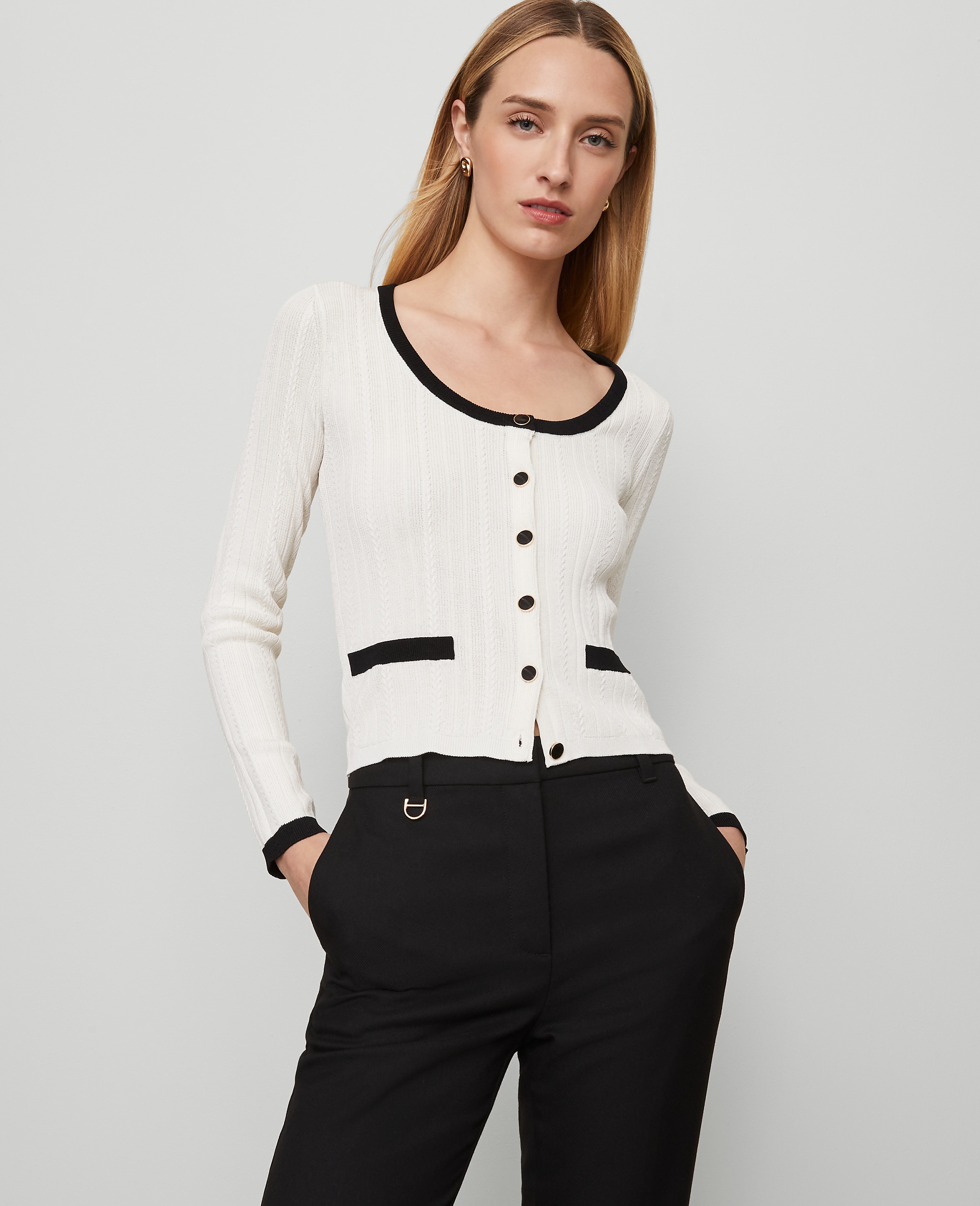 Contrast Trim Cardigan