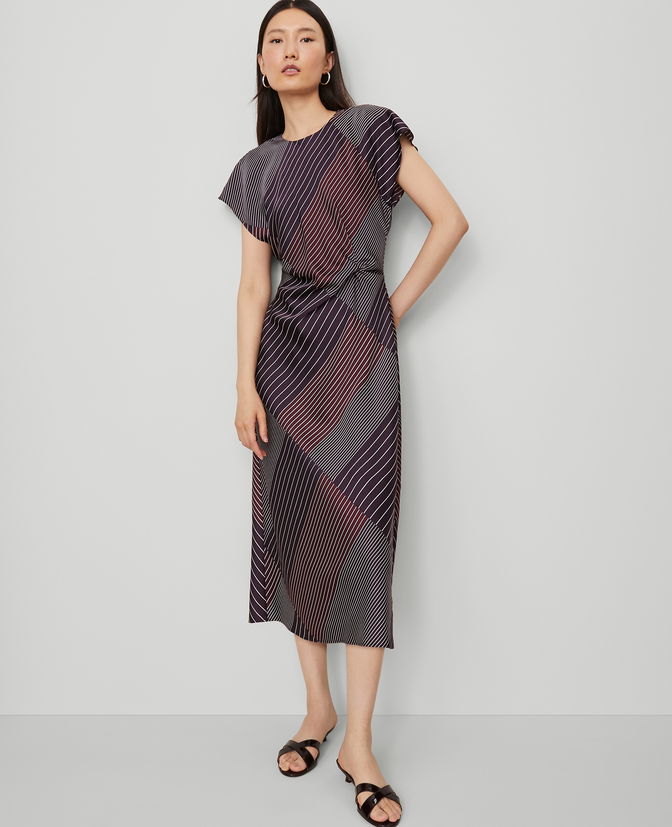 Petite Satin Twist Midi Dress