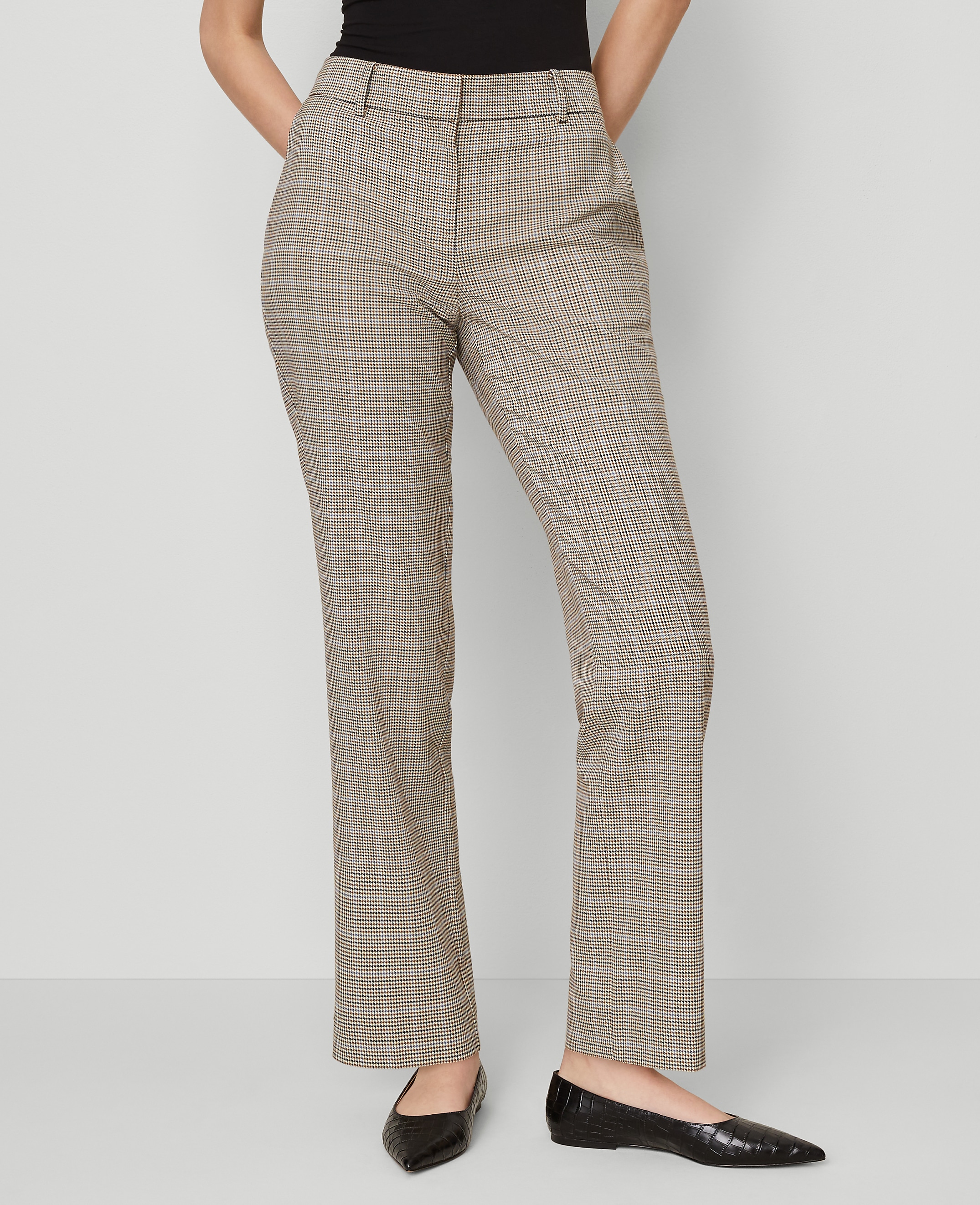 The Petite Straight Pant in Plaid &mdash; Curvy Fit