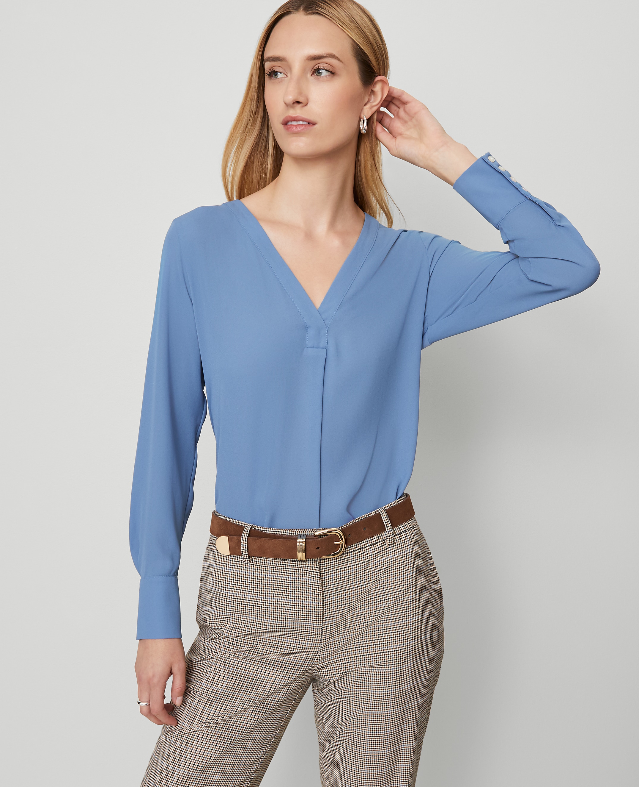 Mixed Media Pleat Front Top