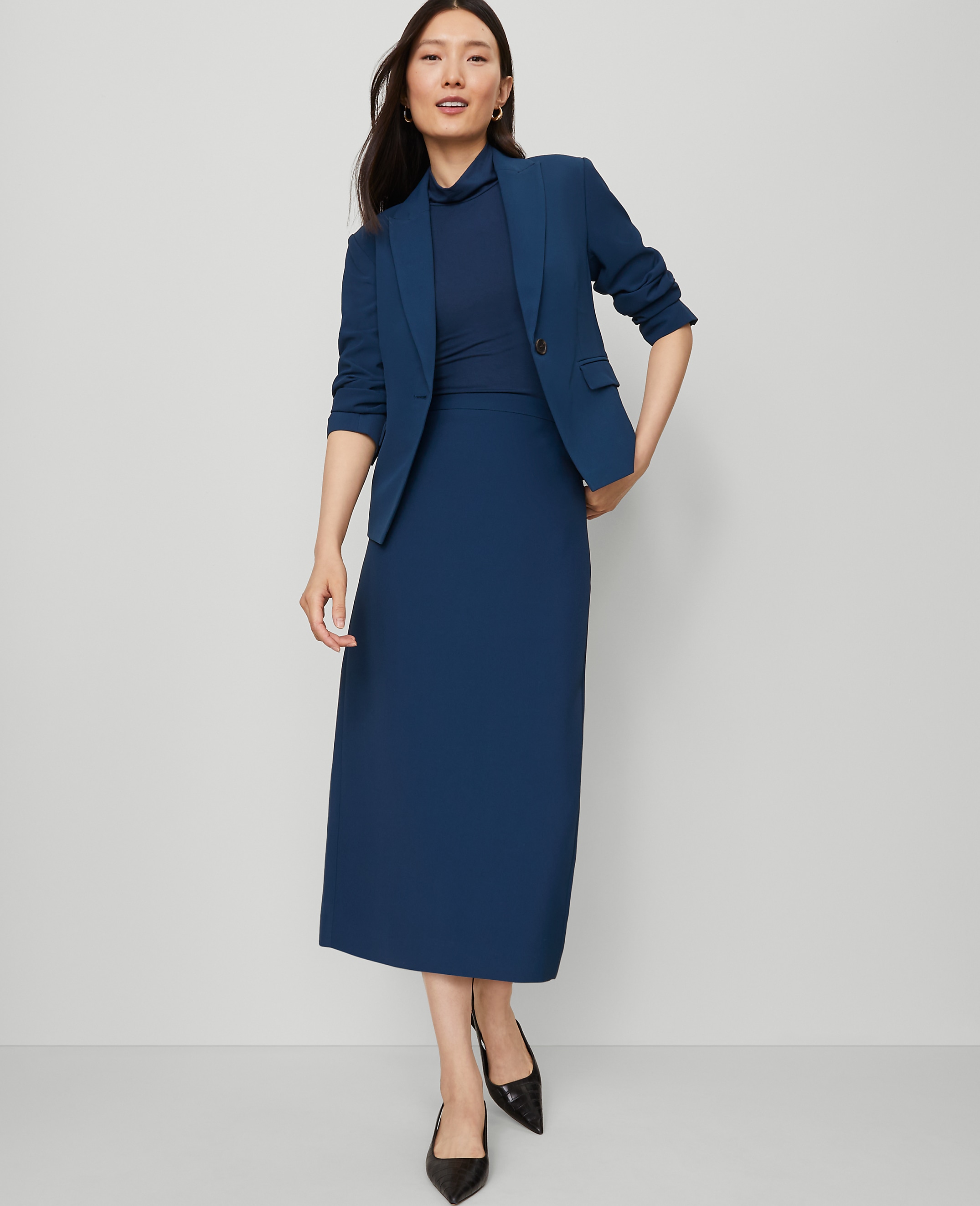 Column Midi Skirt in Fluid Crepe