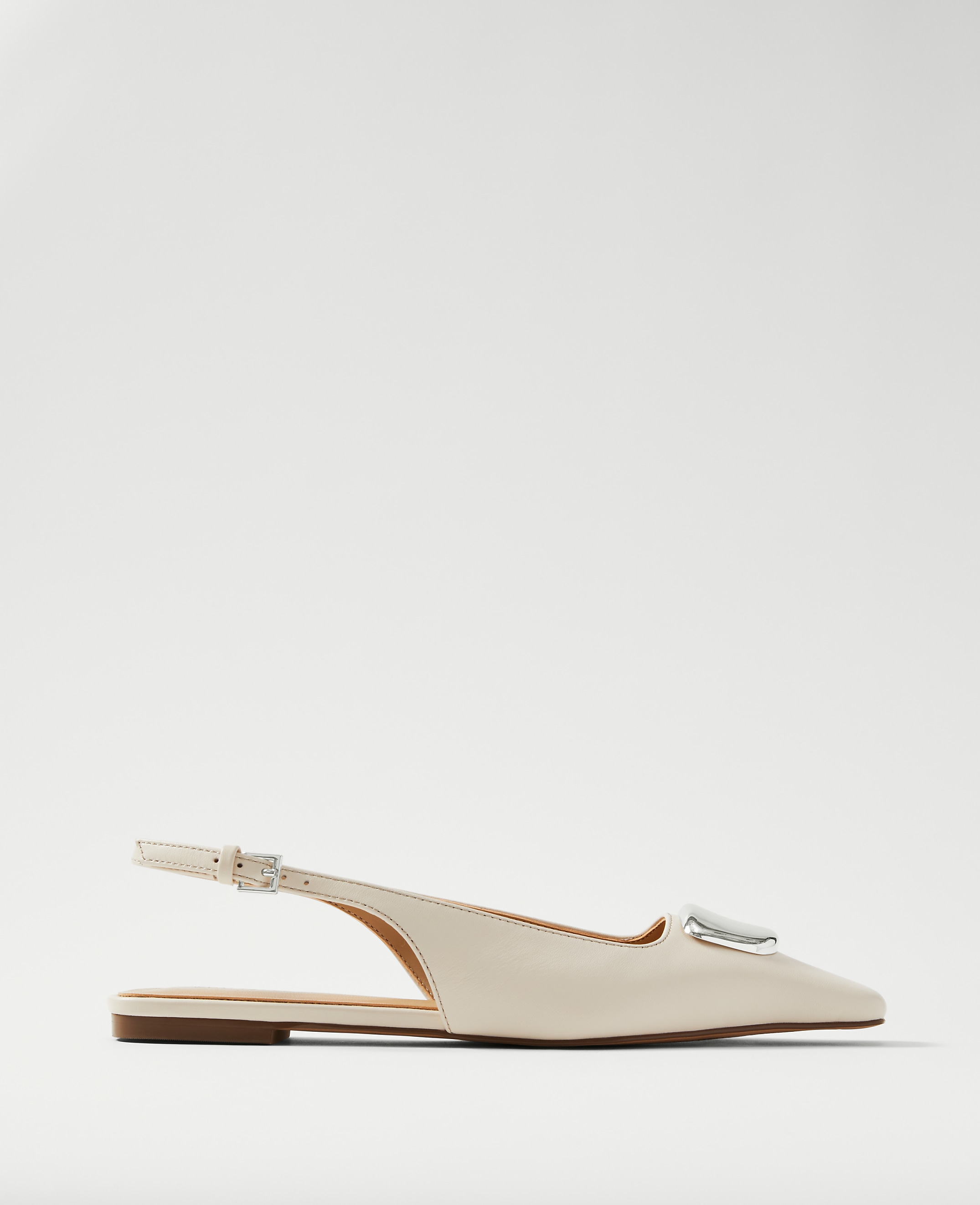 Weekend Hardware Embellished Leather Slingback Flat