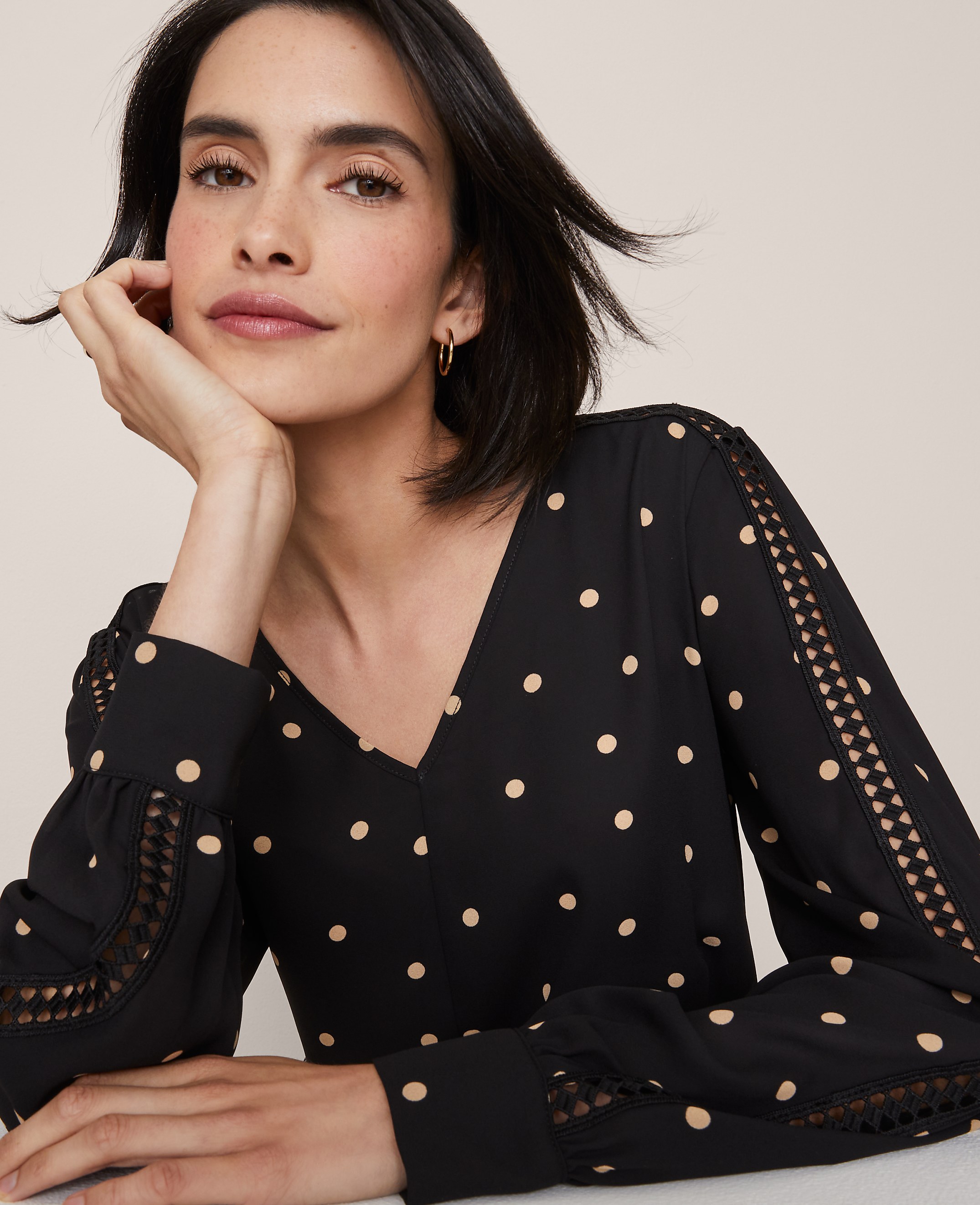 Dotted Lace Trim Top
