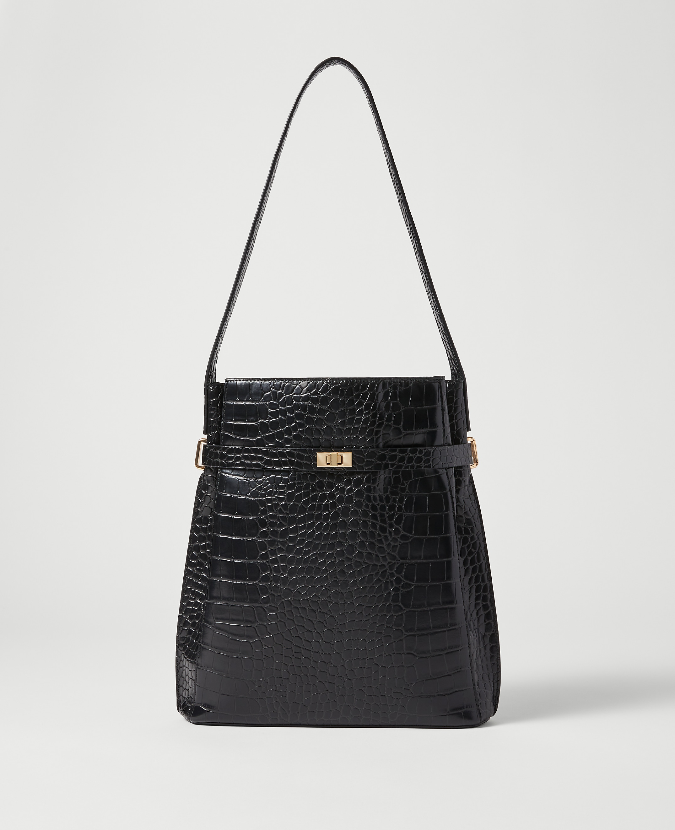 Croco Belted Bucket Bag