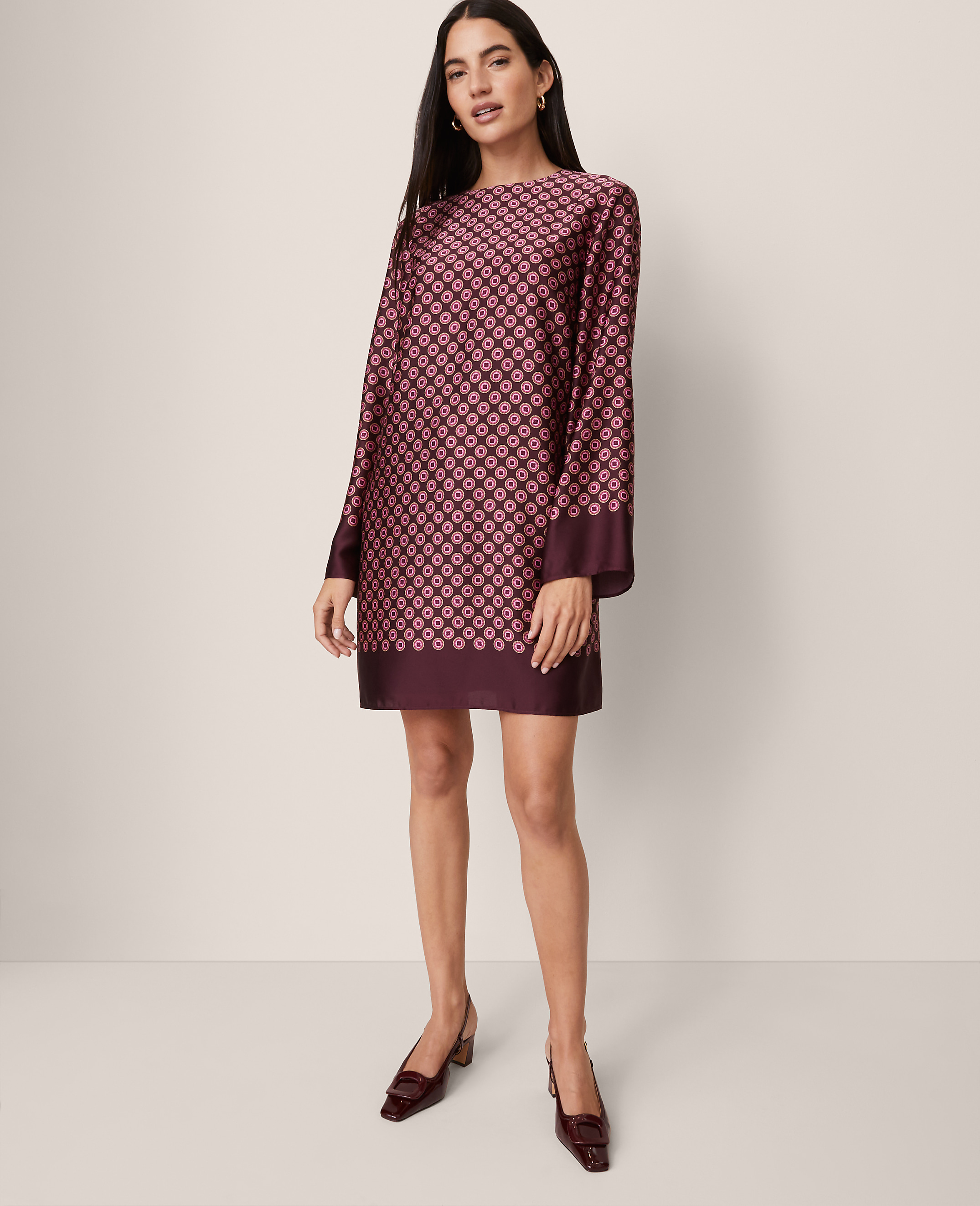 Geo Satin Shift Dress