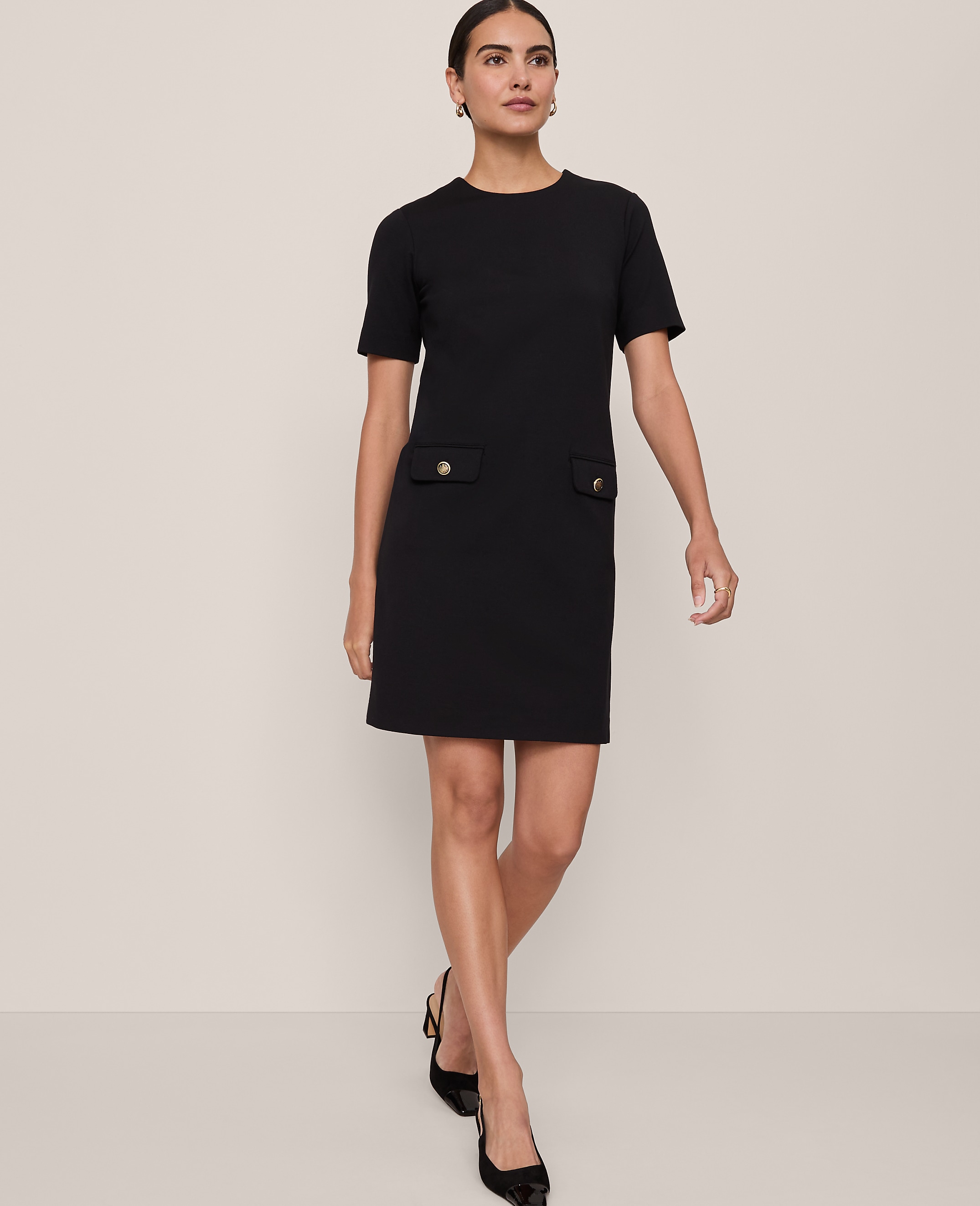 Button Pocket Shift Dress