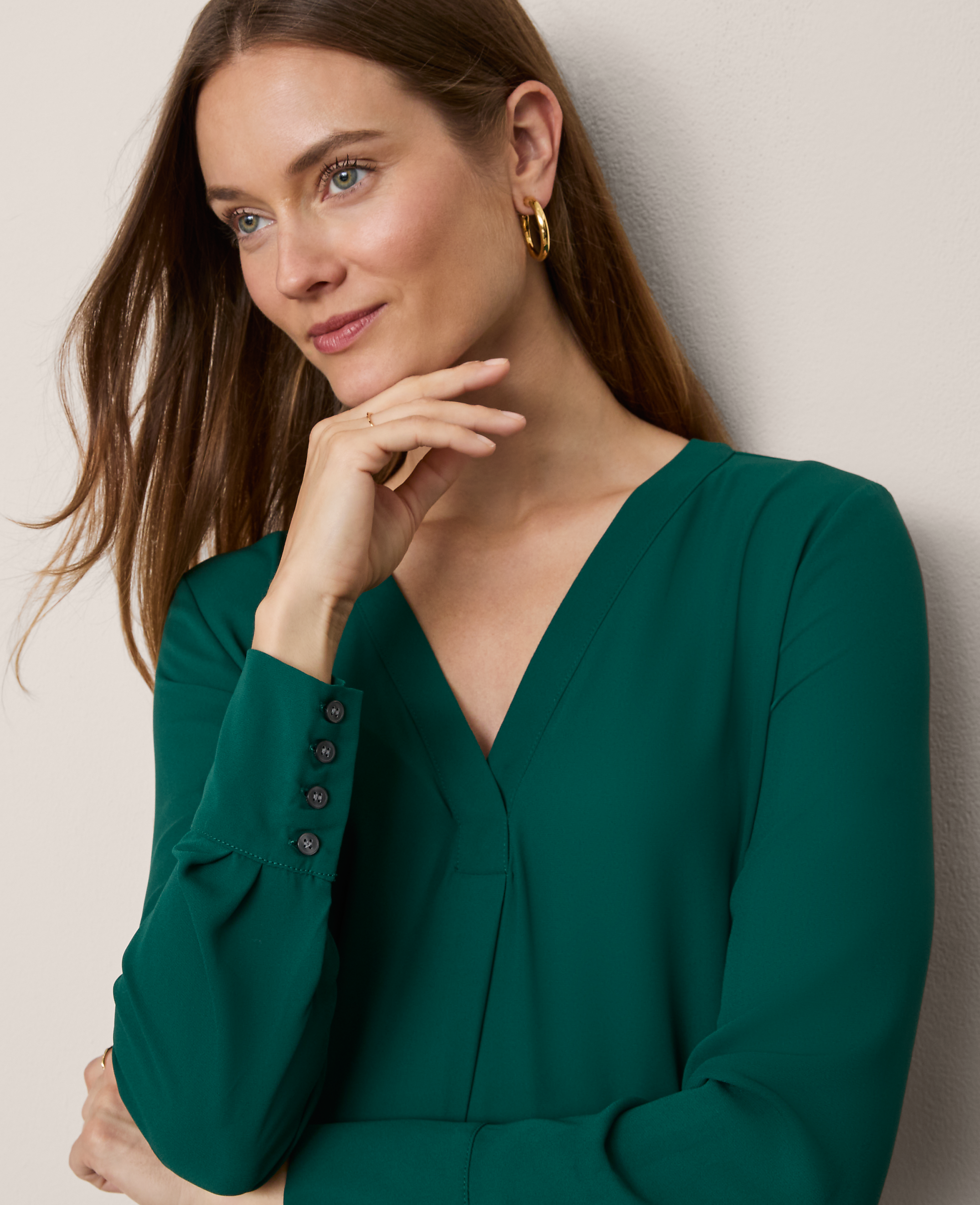 Mixed Media Pleat Front Top