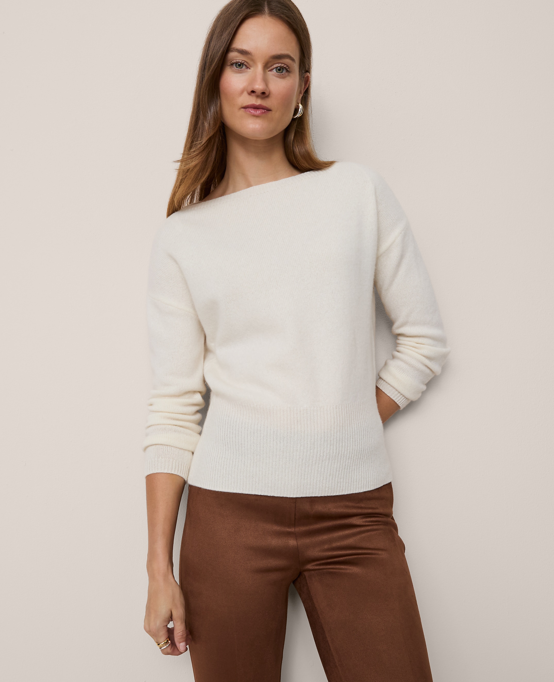 Studio Collection Cashmere Off-The-Shoulder Sweater