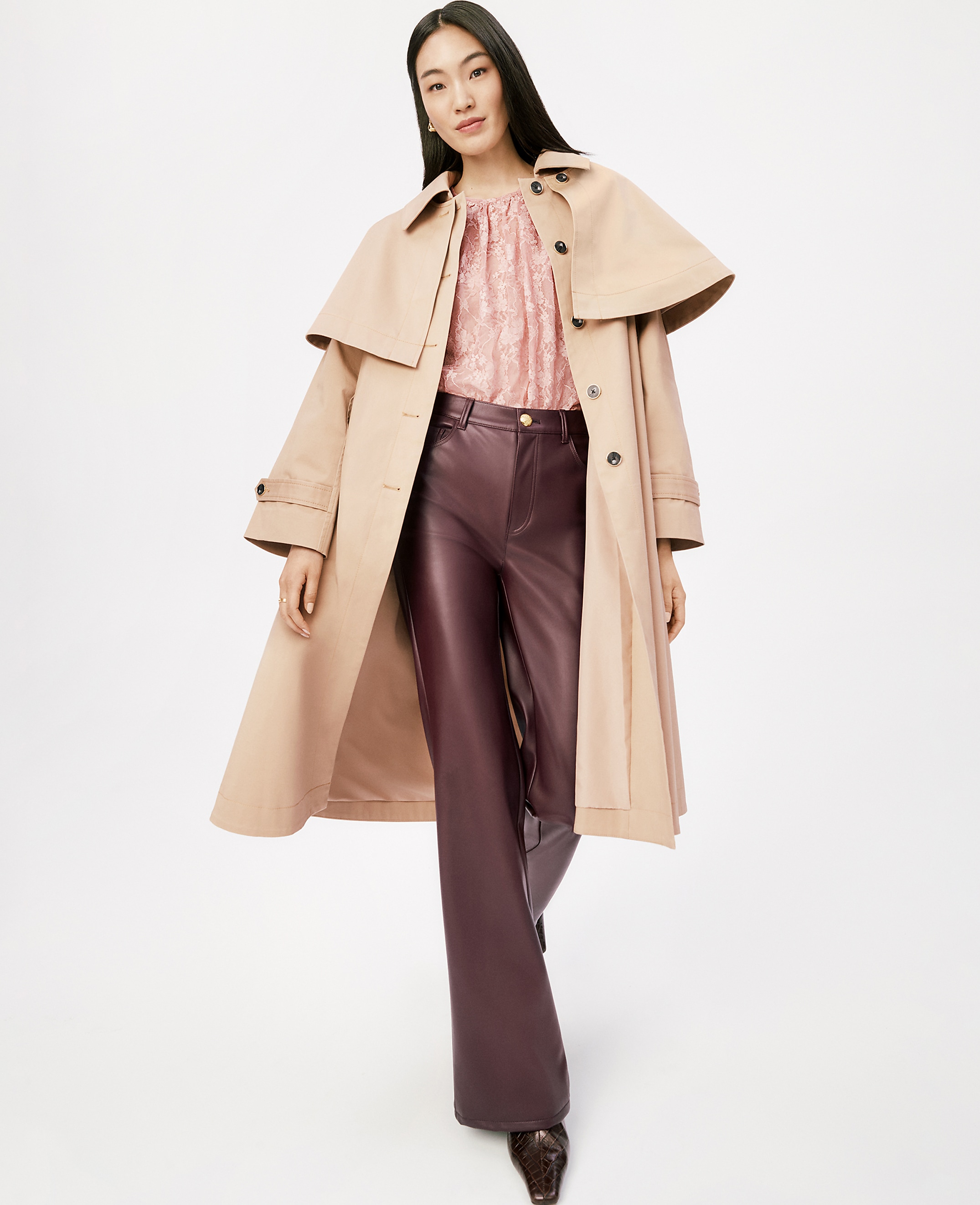 The Petite Faux Leather Flare Pant
