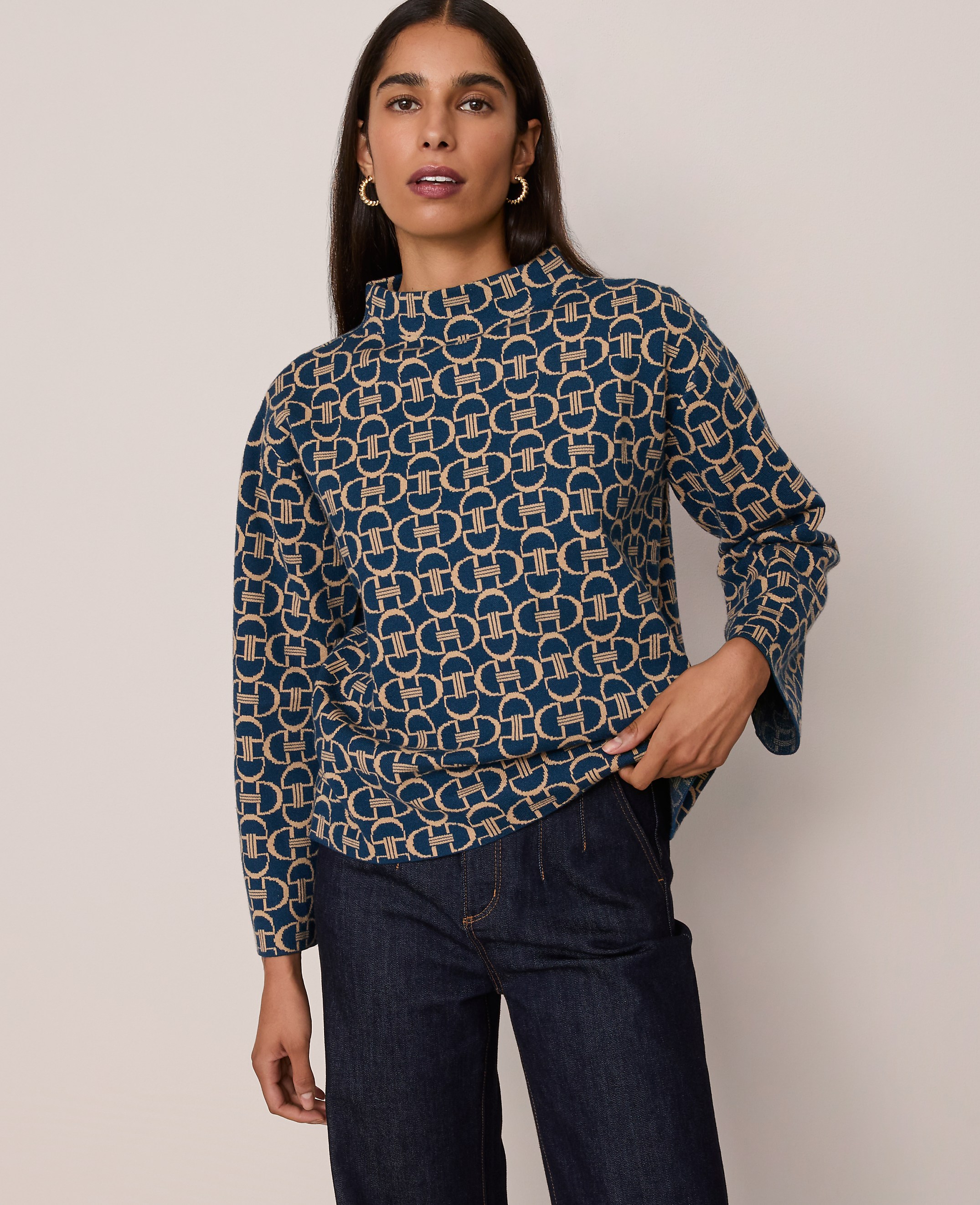 Petite Chain Link Print Sweater