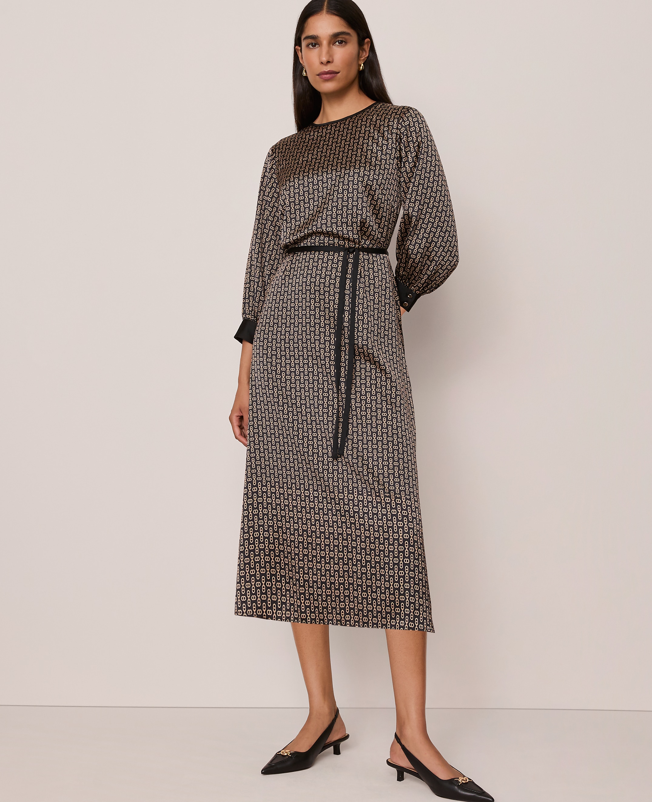 Petite Chain Link Print Midi Dress