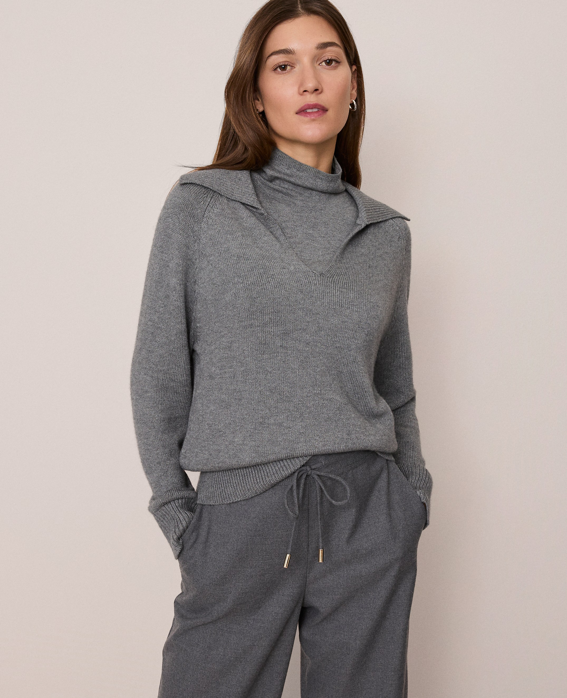 Weekend Layered Mock Neck Sweater