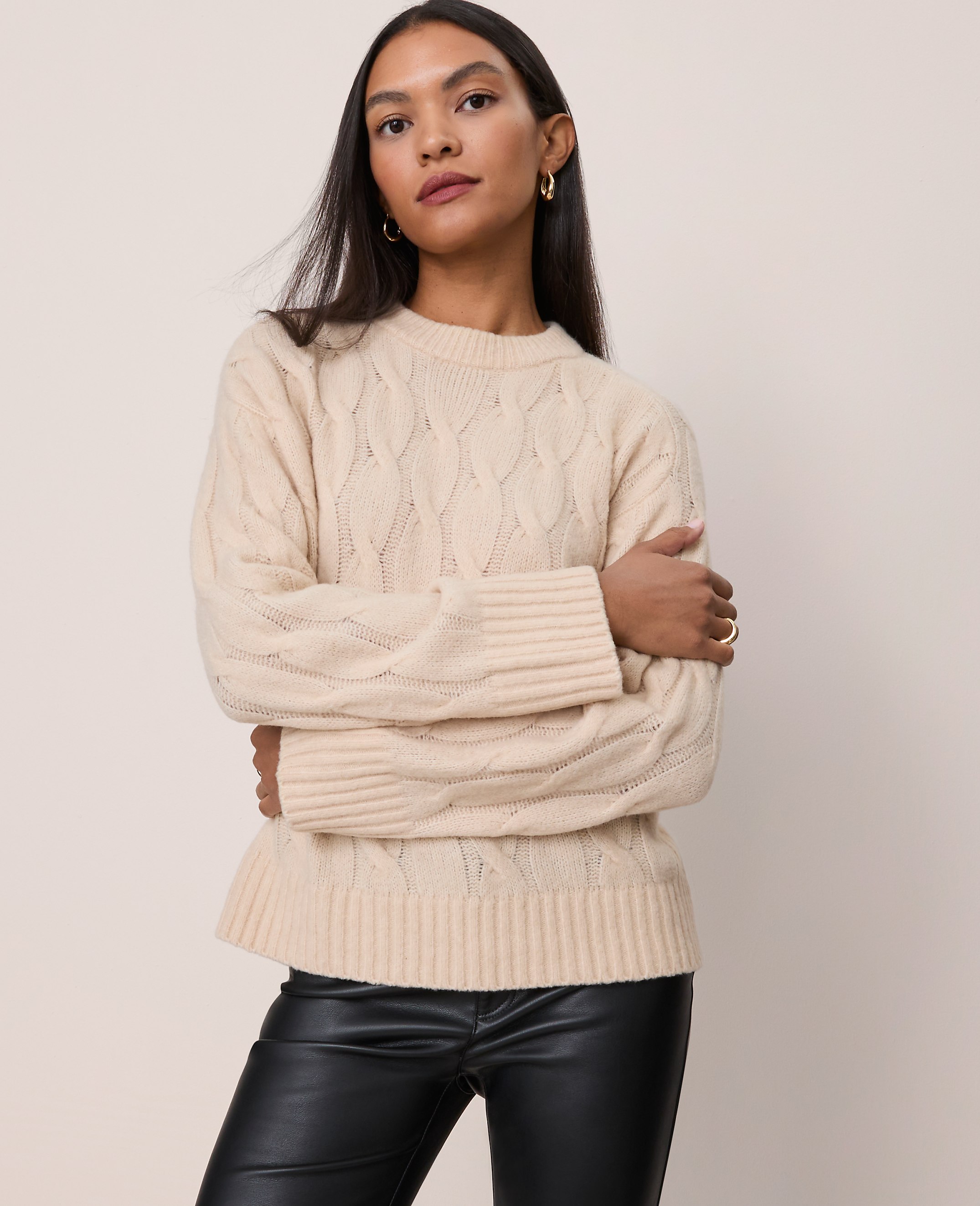 Petite Cable Crew Neck Sweater
