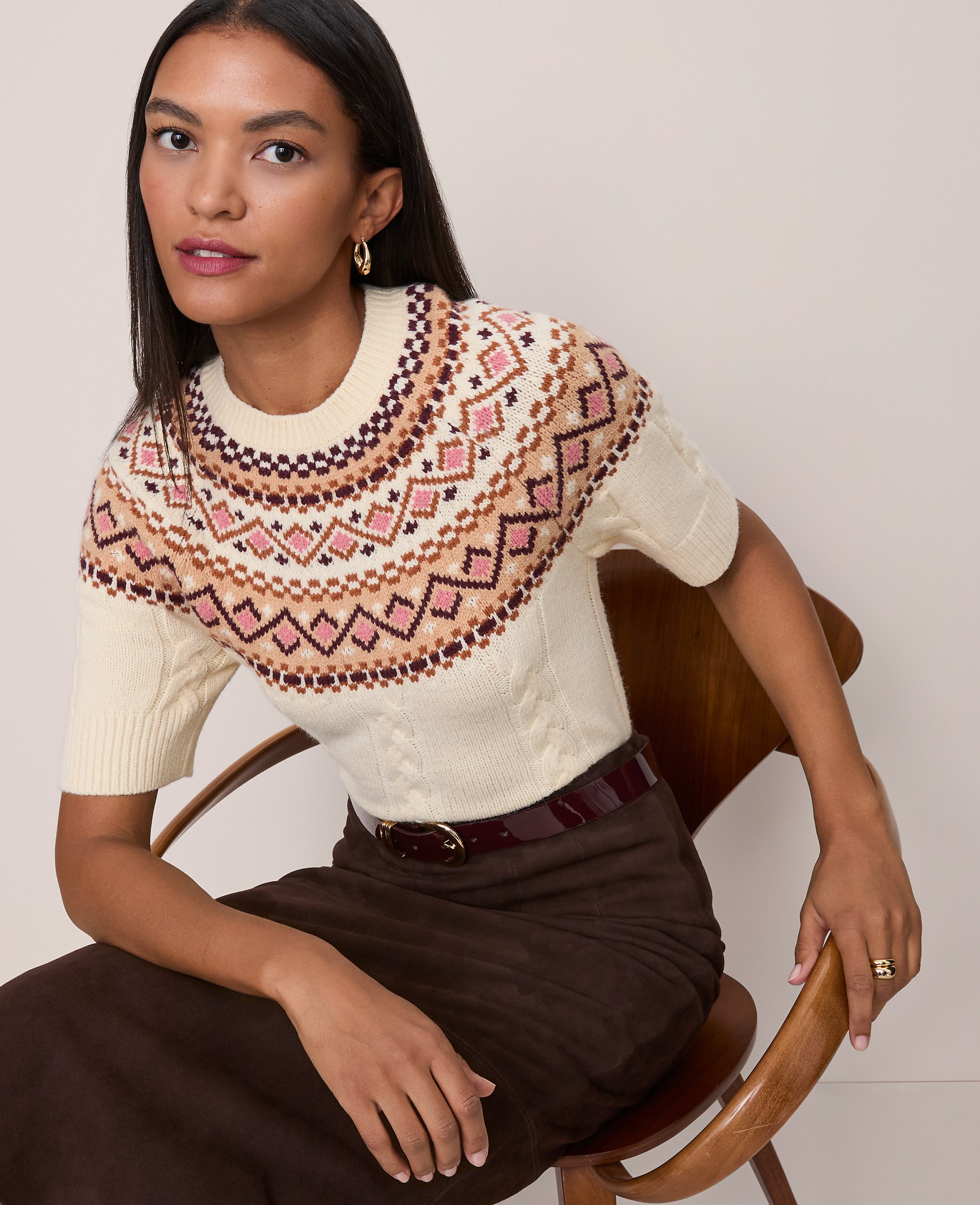 Fair Isle Cable Sweater Tee