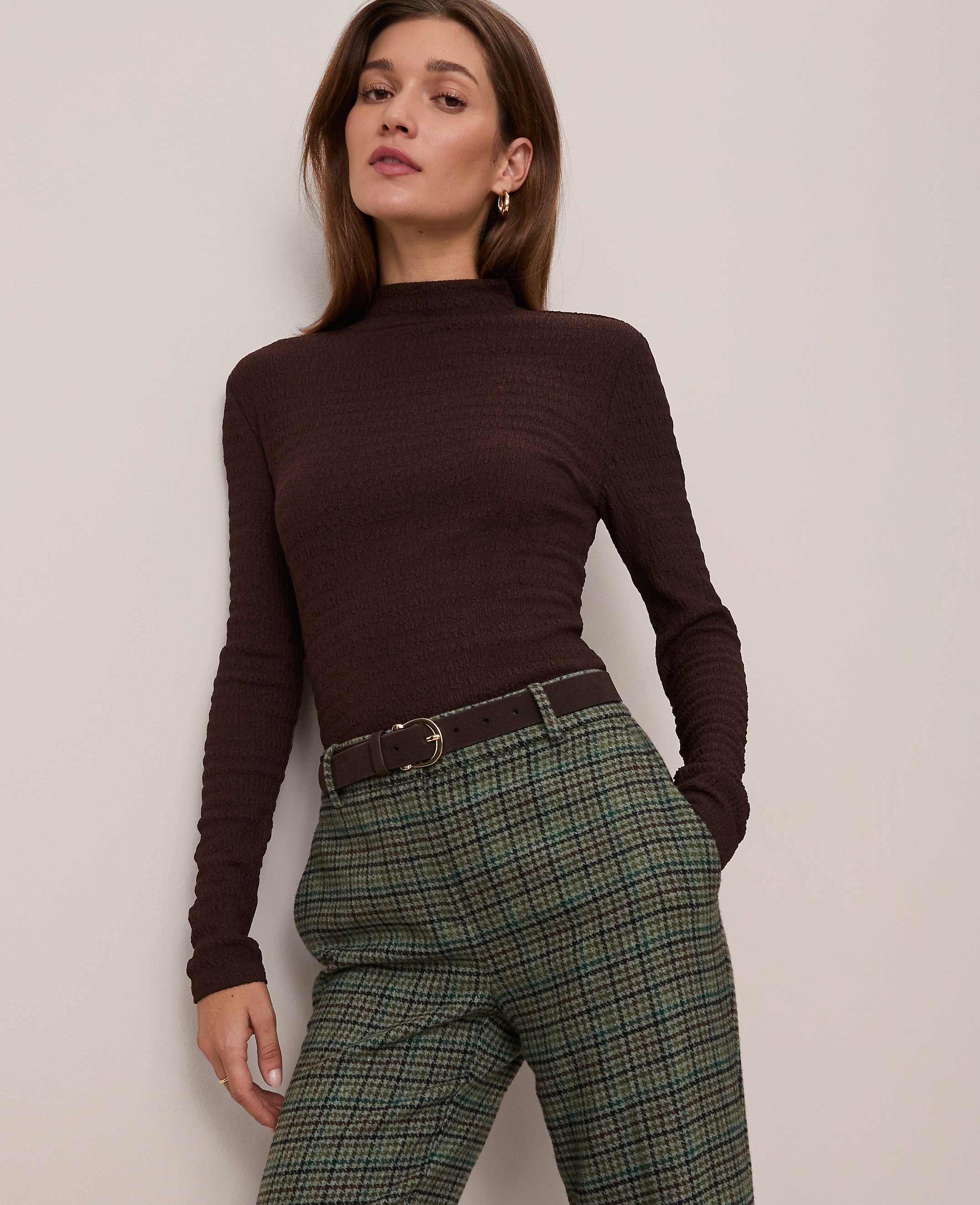Petite Knit Mock Neck Top