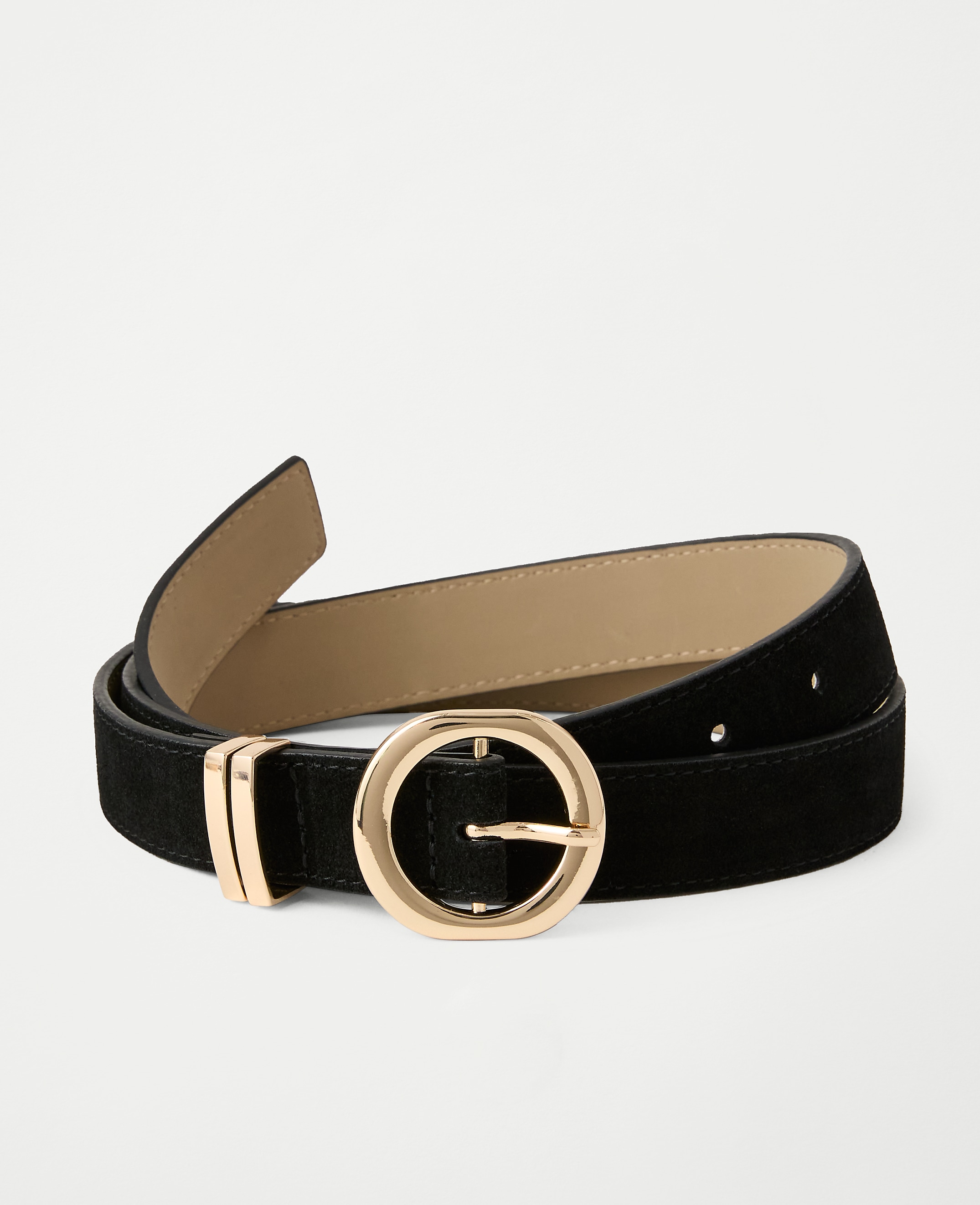 Suede Round Buckle Belt