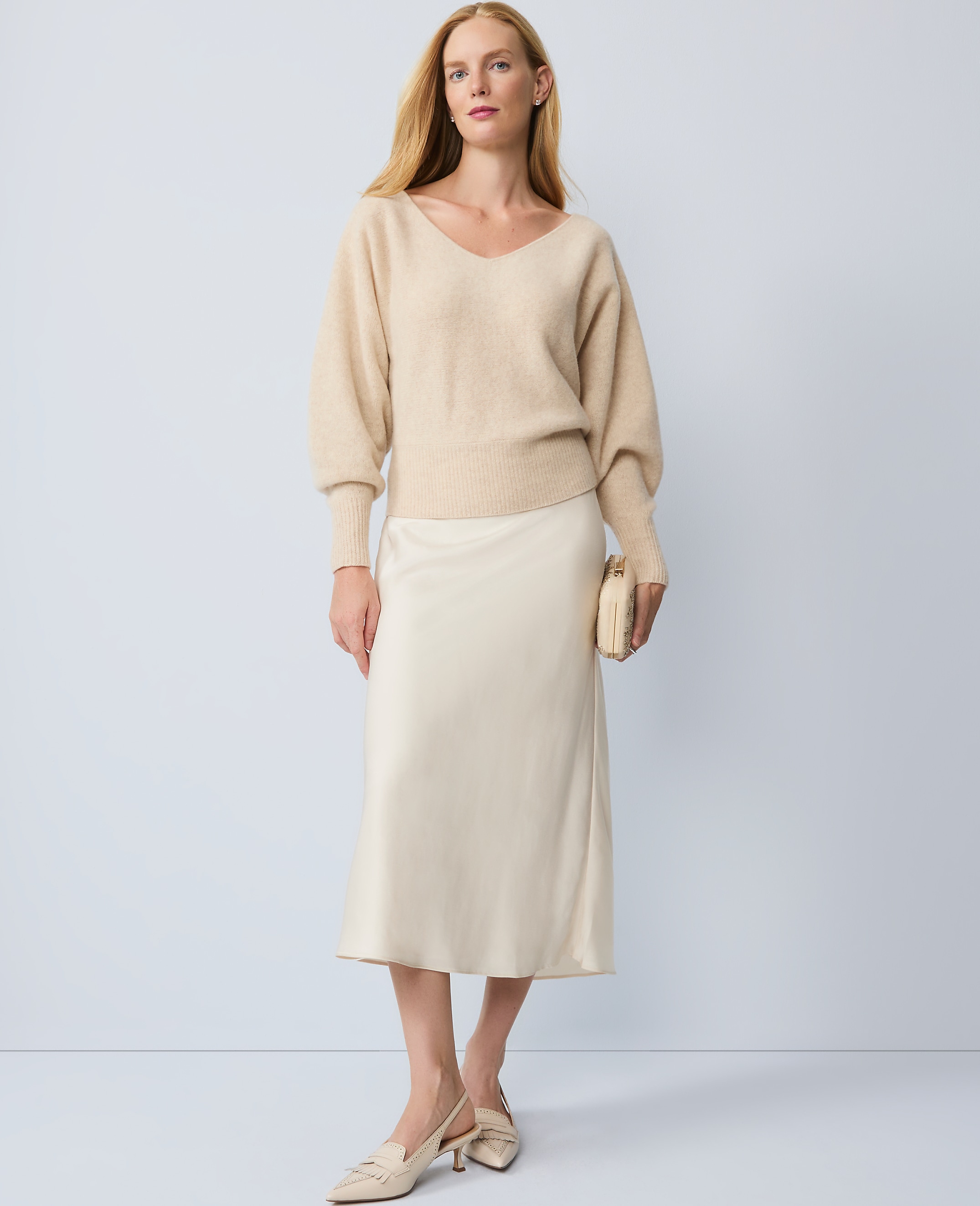 Petite Satin Bias Midi Slip Skirt