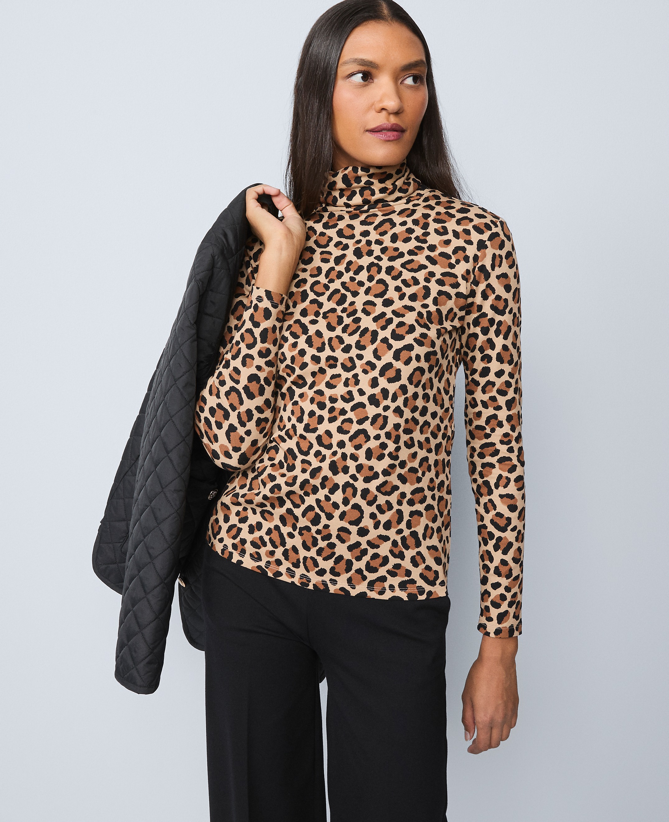 Weekend Animal Print Turtleneck Top