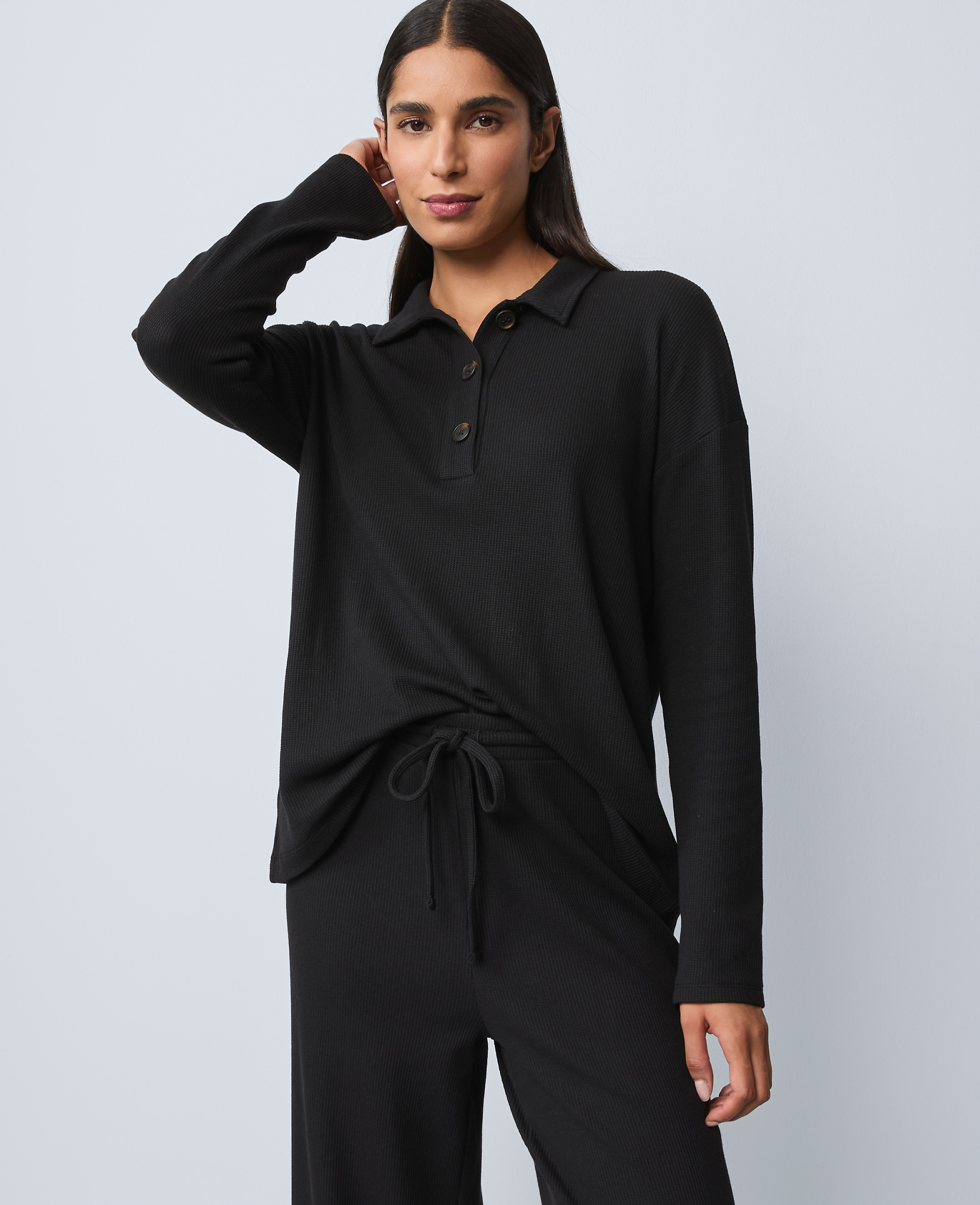Waffle Henley Lounge Top