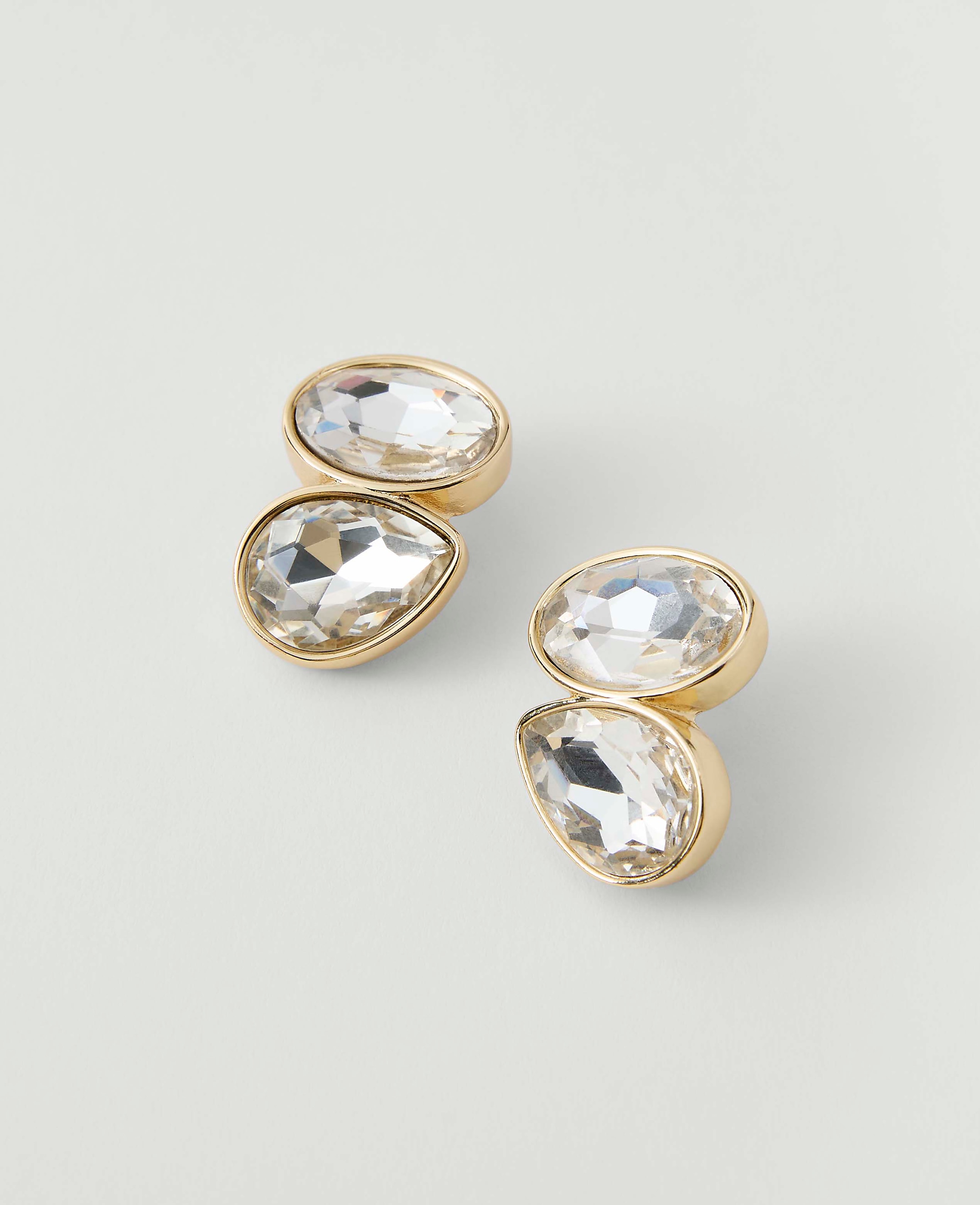 Double Crystal Stud Earrings