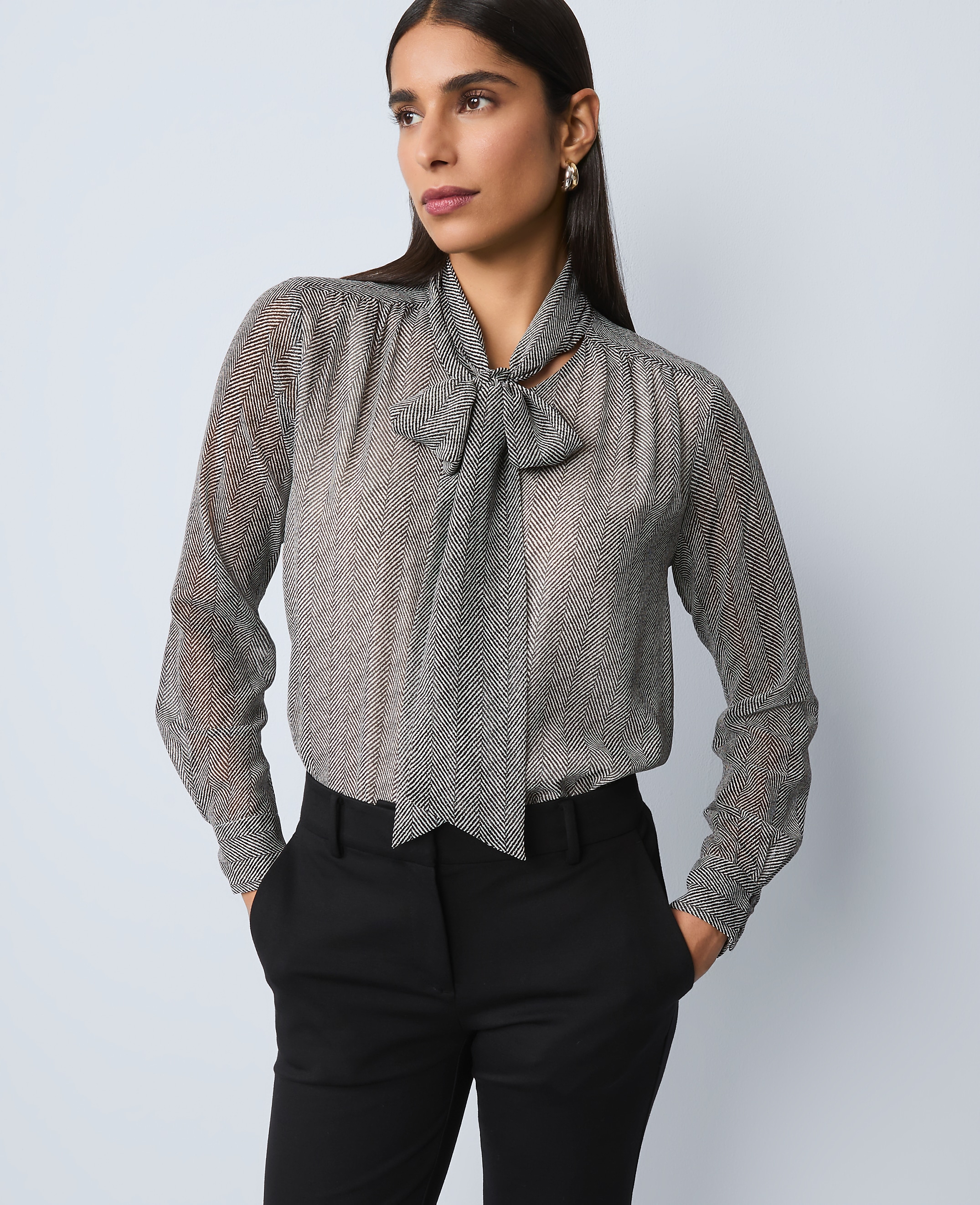 Herringbone Bow Blouse