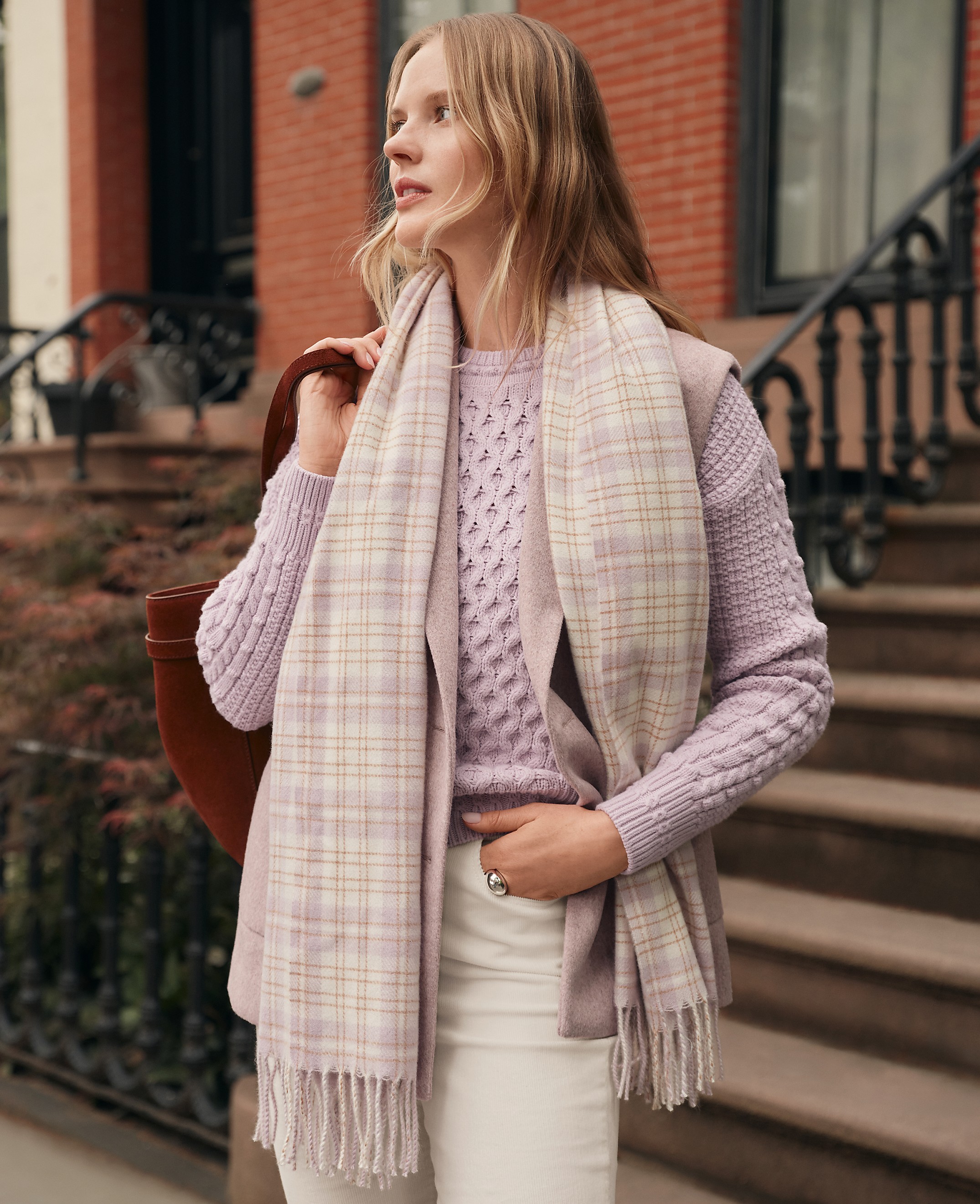 Weekend Popcorn-Stitch Cable Sweater