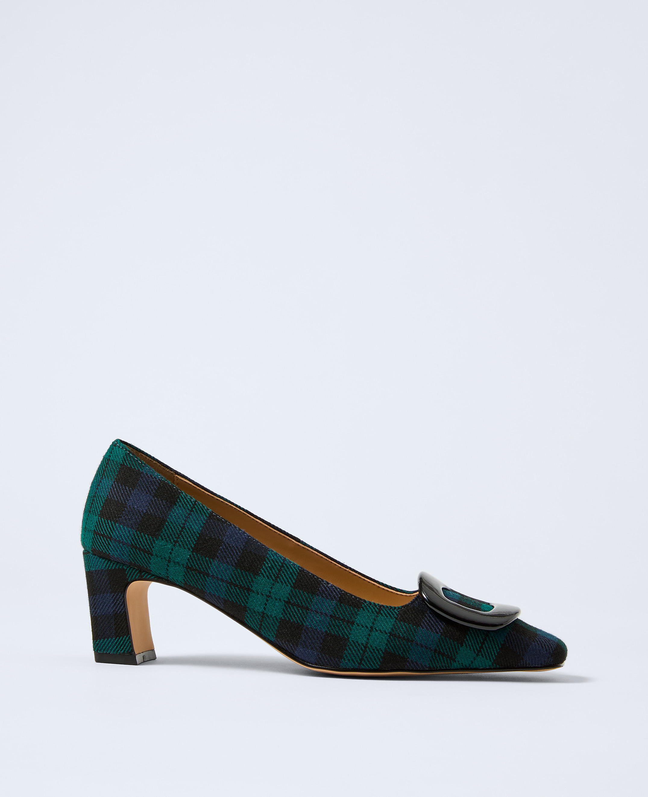 Block Heel Buckle Pump