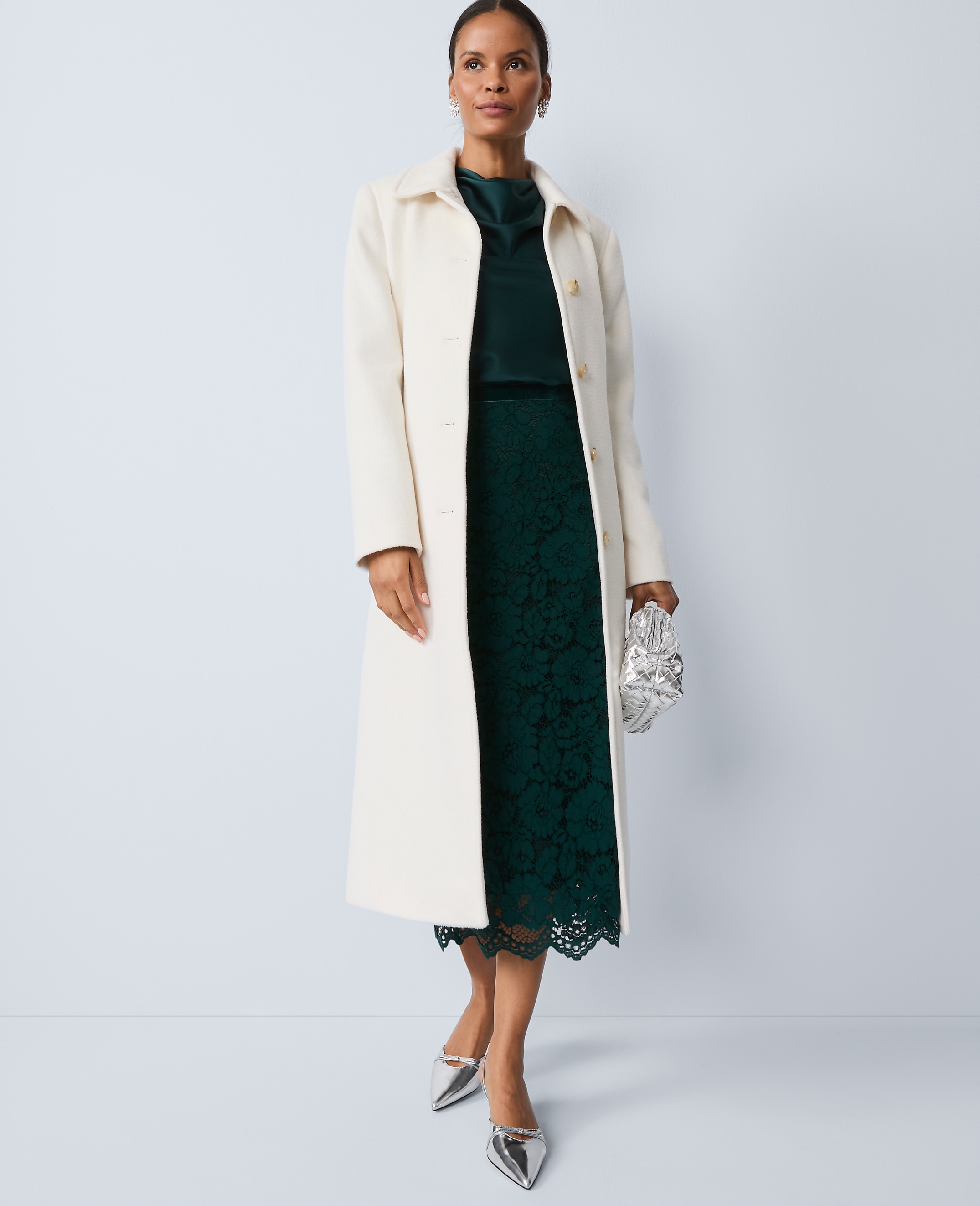 Lace Column Midi Skirt