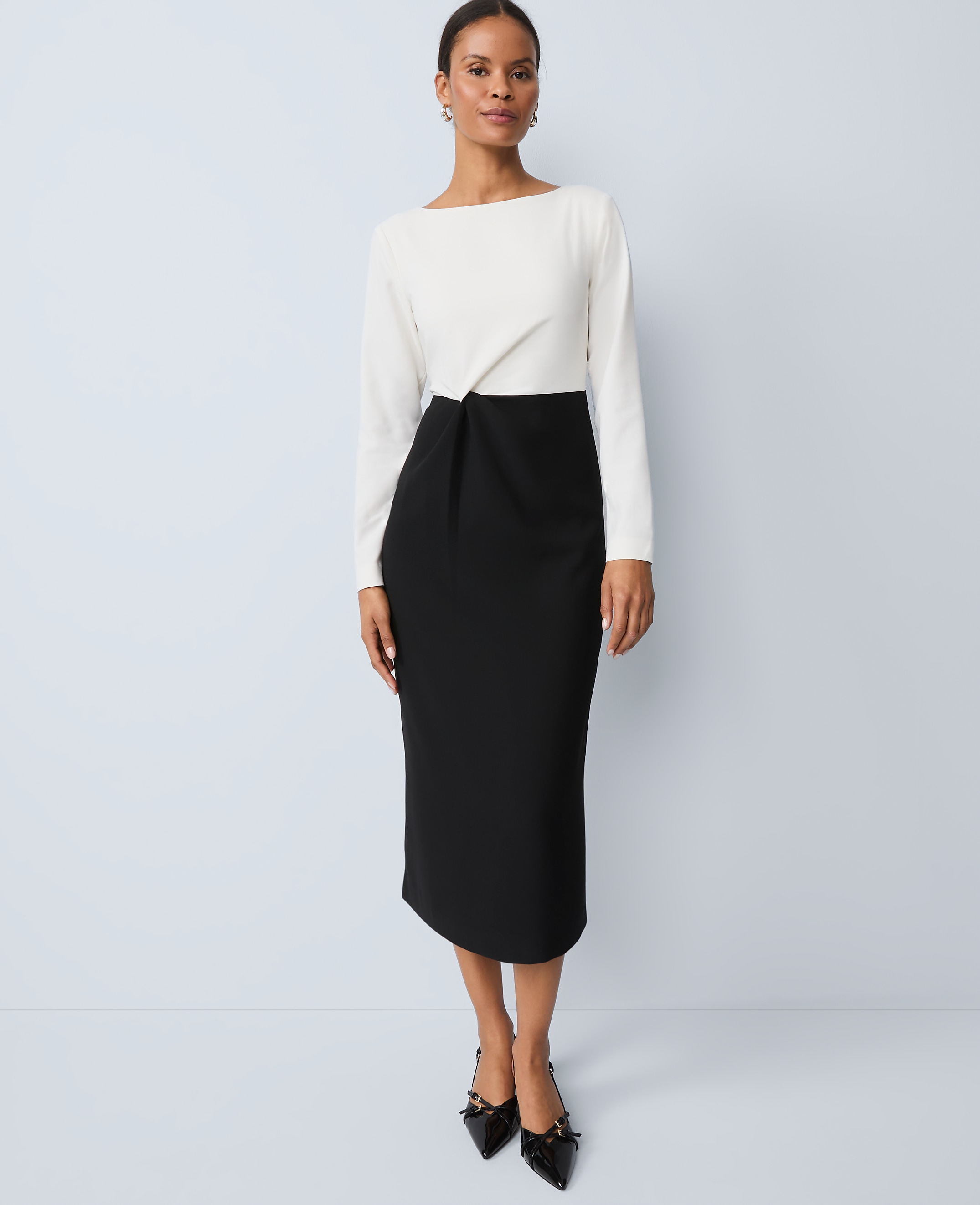 Petite Colorblock Twist Midi Dress