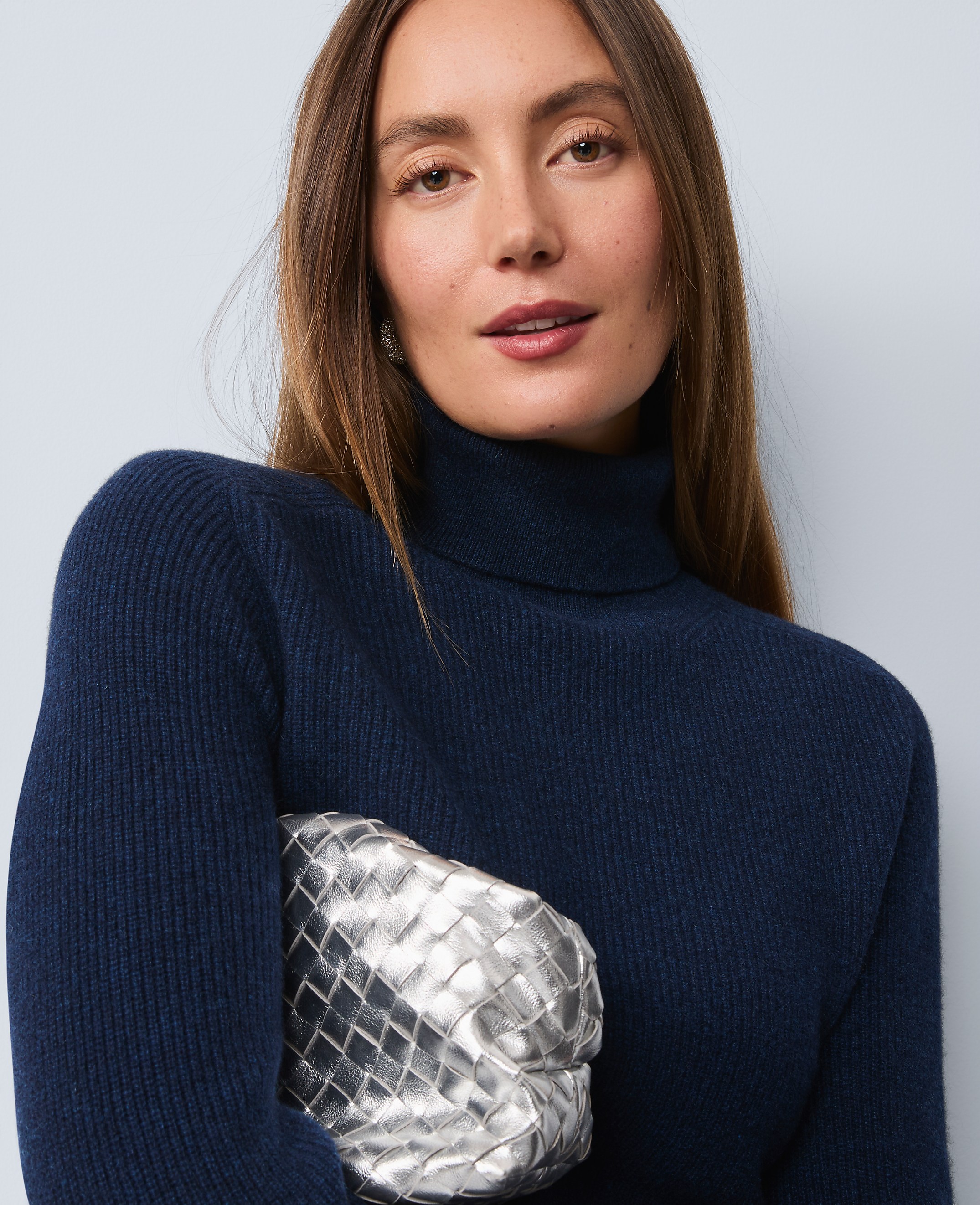 Studio Collection Cashmere Ribbed Turtleneck Sweater