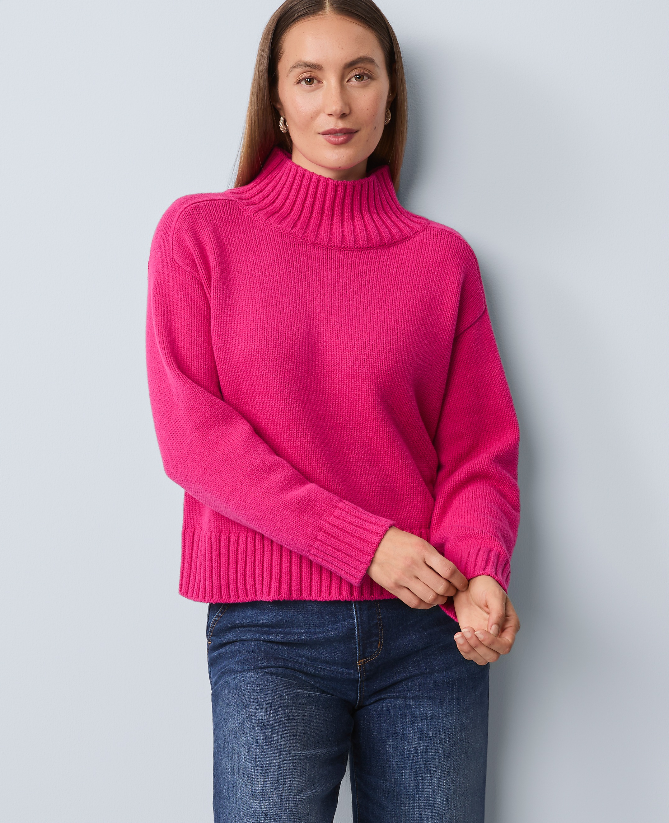 Petite Ribbed Mock Neck Sweater