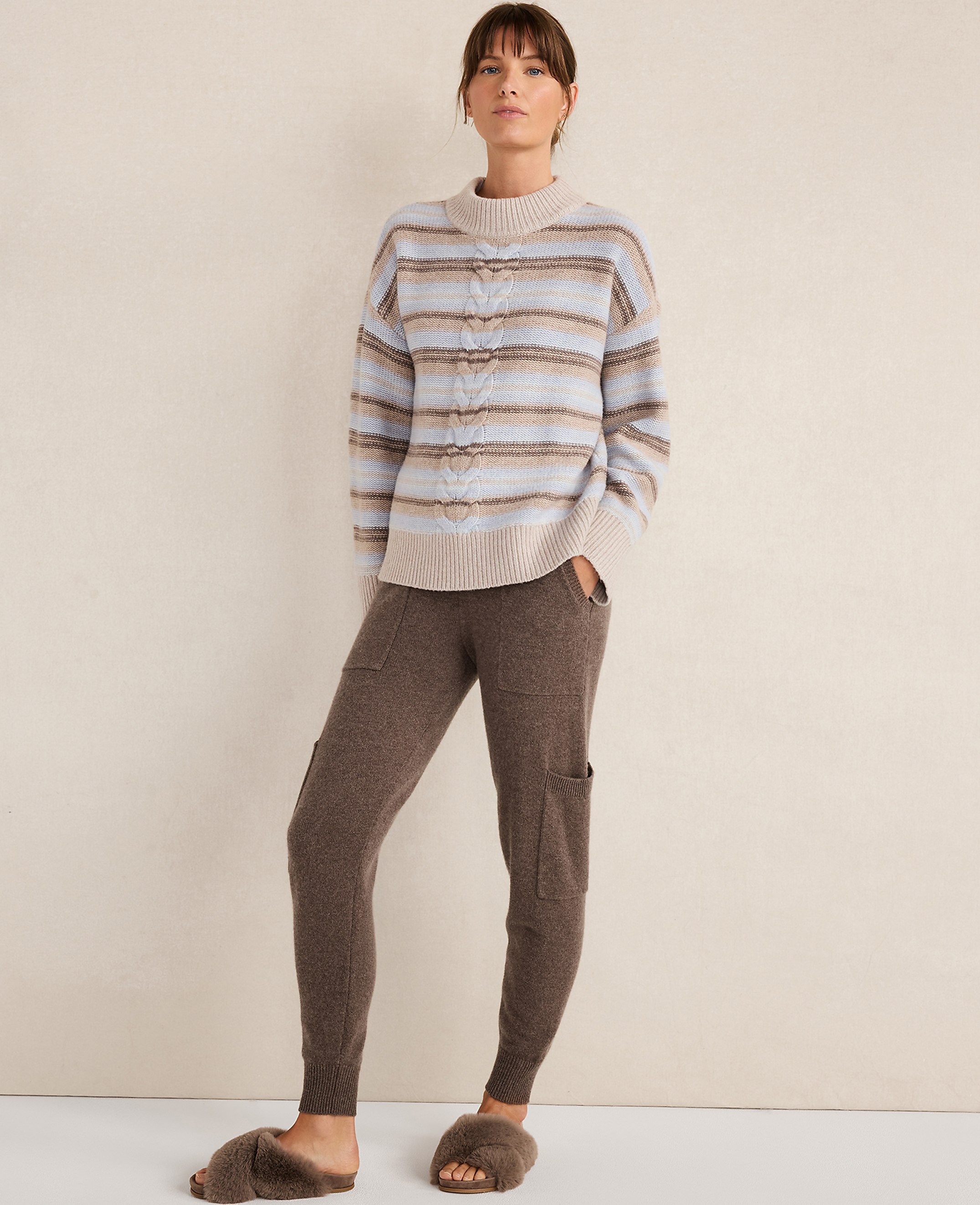 Haven Well Within Wool Blend Cable Stripe Crewneck Sweater - thumbnail 3