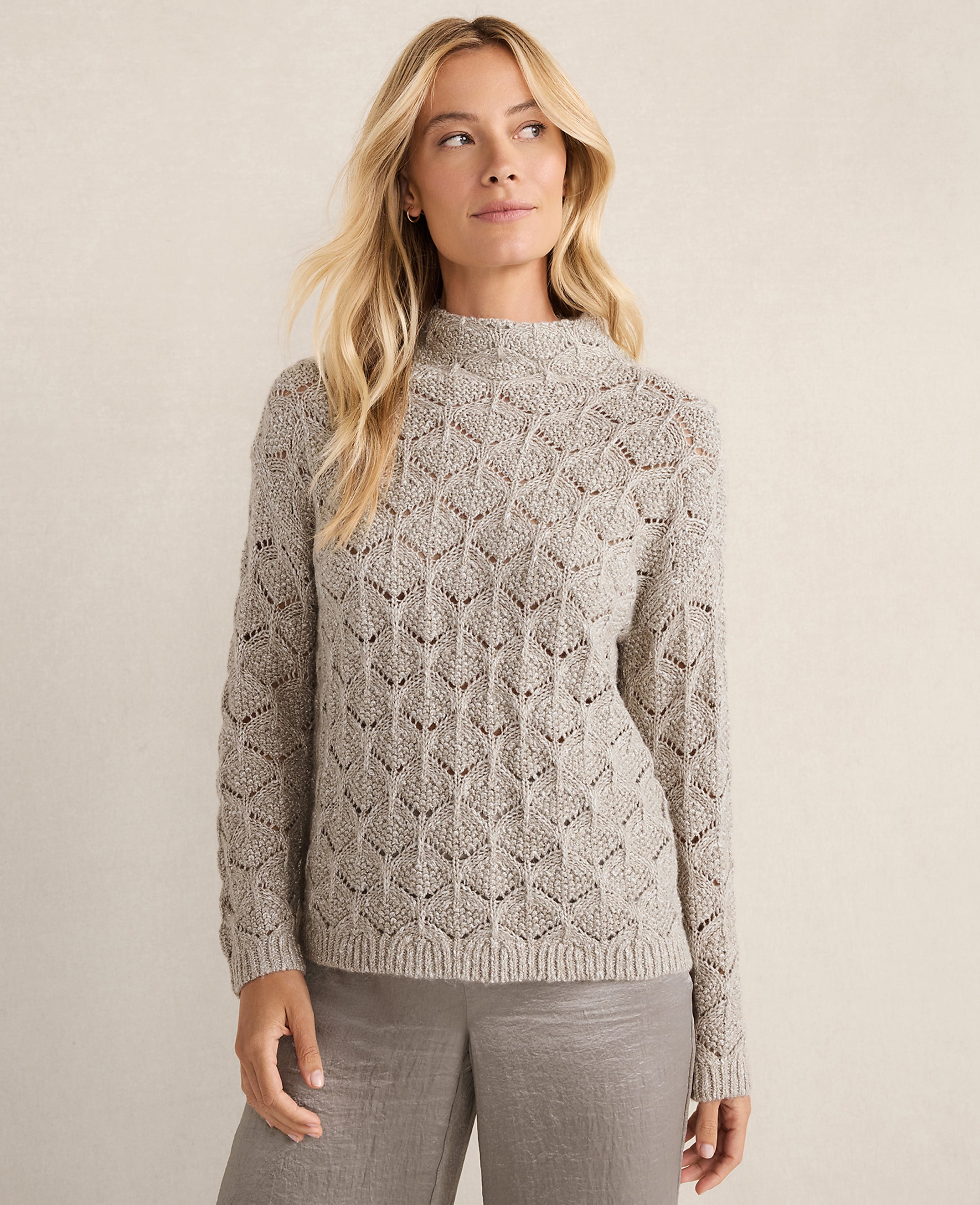 Haven Well Within Lurex Blend Pointelle Crewneck Sweater